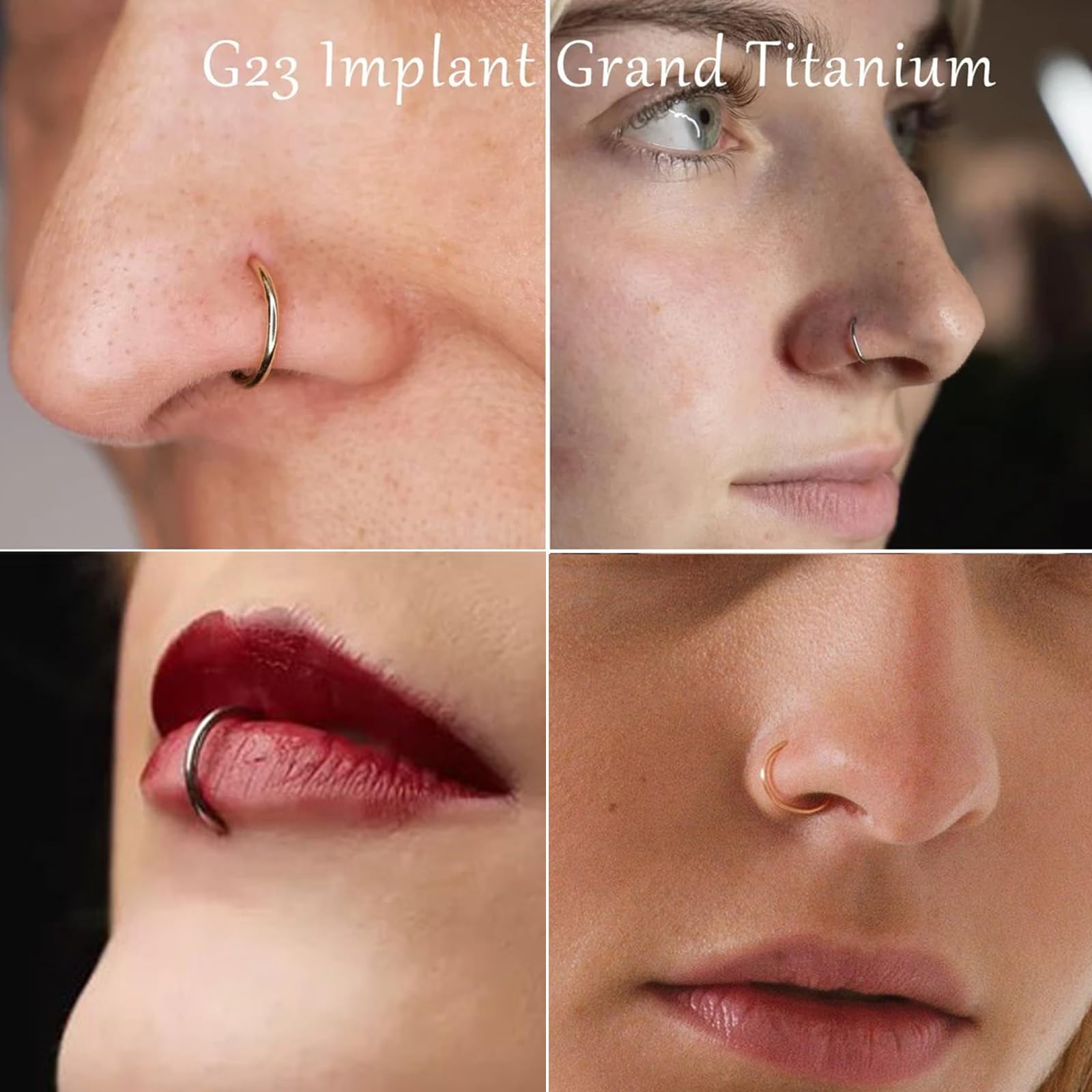 20G 18G 16G Titanium Nose Ring Hoop, Cartilage Hoop Earrings for Women Men Silver Gold Nose Ring Septum Ring Tragus Conch Helix Daith Lip Piercing Jewelry 6mm/7mm/8mm/9mm/10mm — view 8