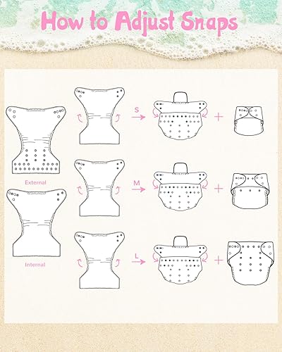 Miniatura 6 de babygoal Pañales de natación reutilizables con bolsa húmeda, paquete de 4, pañales de agua ajustables y lavables para lecciones de natación para