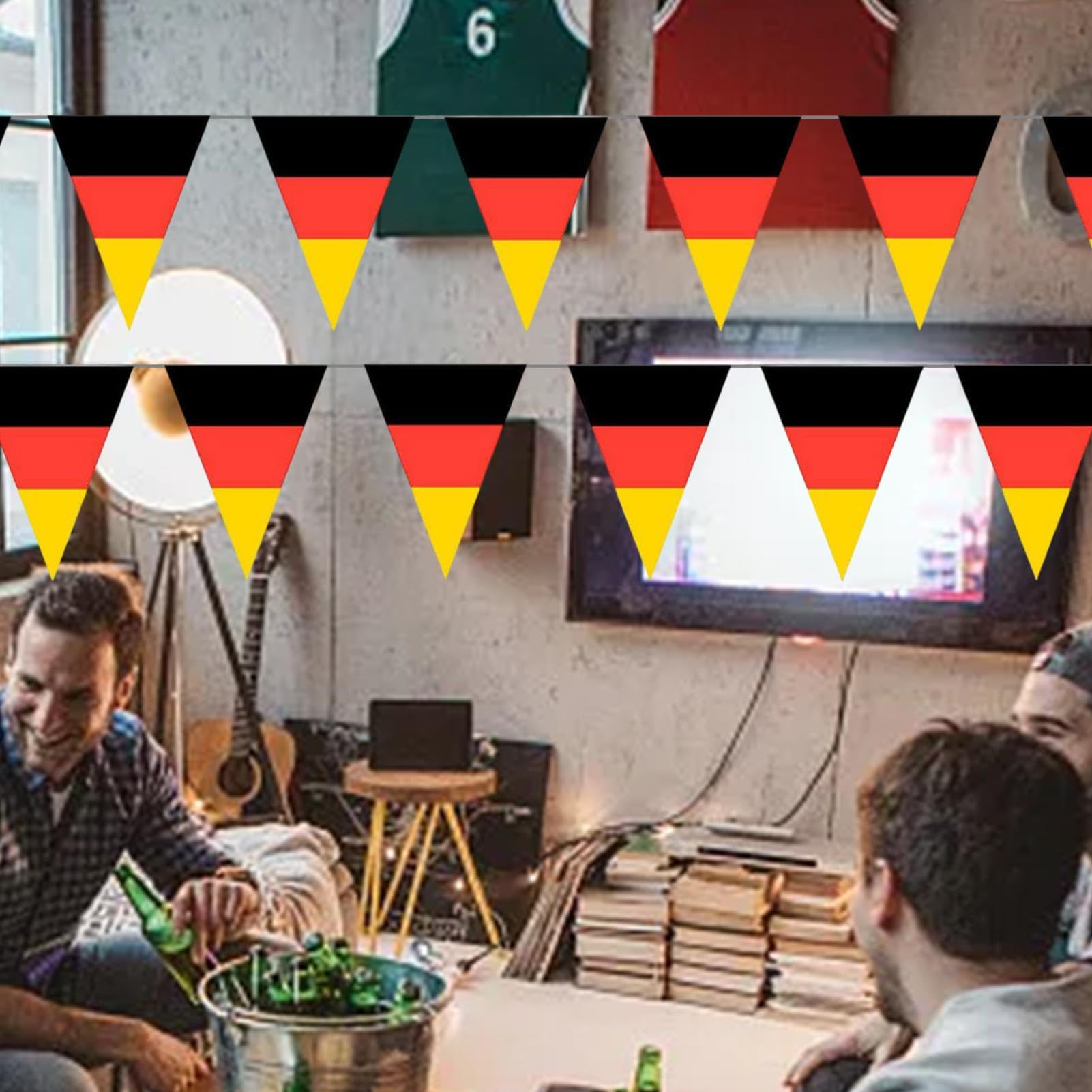 Drapeaux de bannière triangulaire,Drapeaux de bannière fanion,Bannière de banderole Allemagne 32,81 pieds - Drapeau de ficelle de football résistant à la décoloration, banderoles de drapeaux
