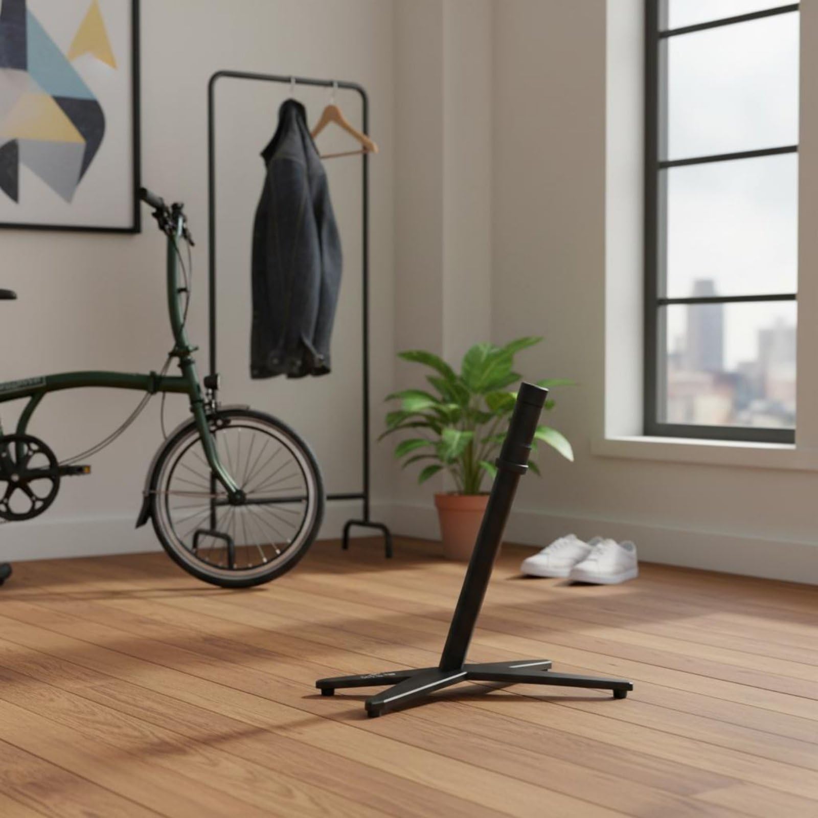 Cavalletto per Bicicletta Pieghevole Supporto Parcheggio Rastrelliera Display in Lega di Alluminio E Nylon con Lavorazione Cnc Adatto a Esposizione Regolazione Deposito in Casa , Oro , L