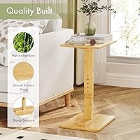 Vista 3 de Amazer Mesa de bambú para TV, mesa auxiliar ajustable en altura para espacios pequeños, mesa de aperitivos para sofá, cama, silla, mesa de bandeja
