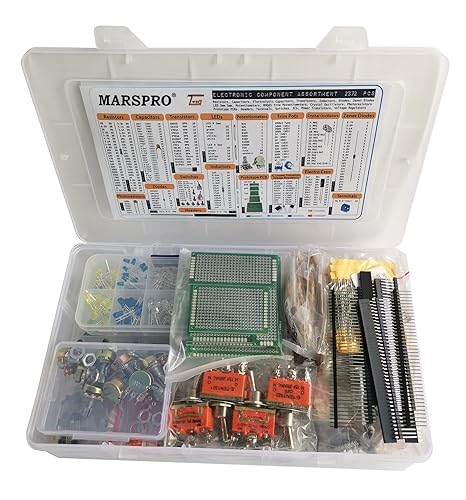 Miniatura 3 de Kit surtido de componentes electrónicos de 2372 piezas, inductores, diodos, transistores, resistencias, condensadores, potenciómetro, IC, LED y PCB