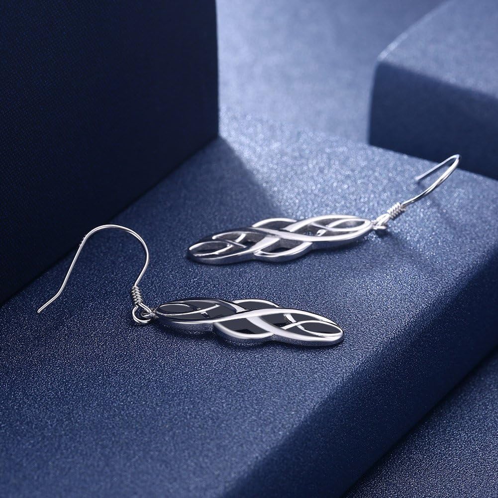Elegant 925 Sterling Silver Celtic Knot Infinity Love Drop Dangle Earrings With Post for Women Hypoallergenic Fashion Luckly Goldtone Plated Dangling