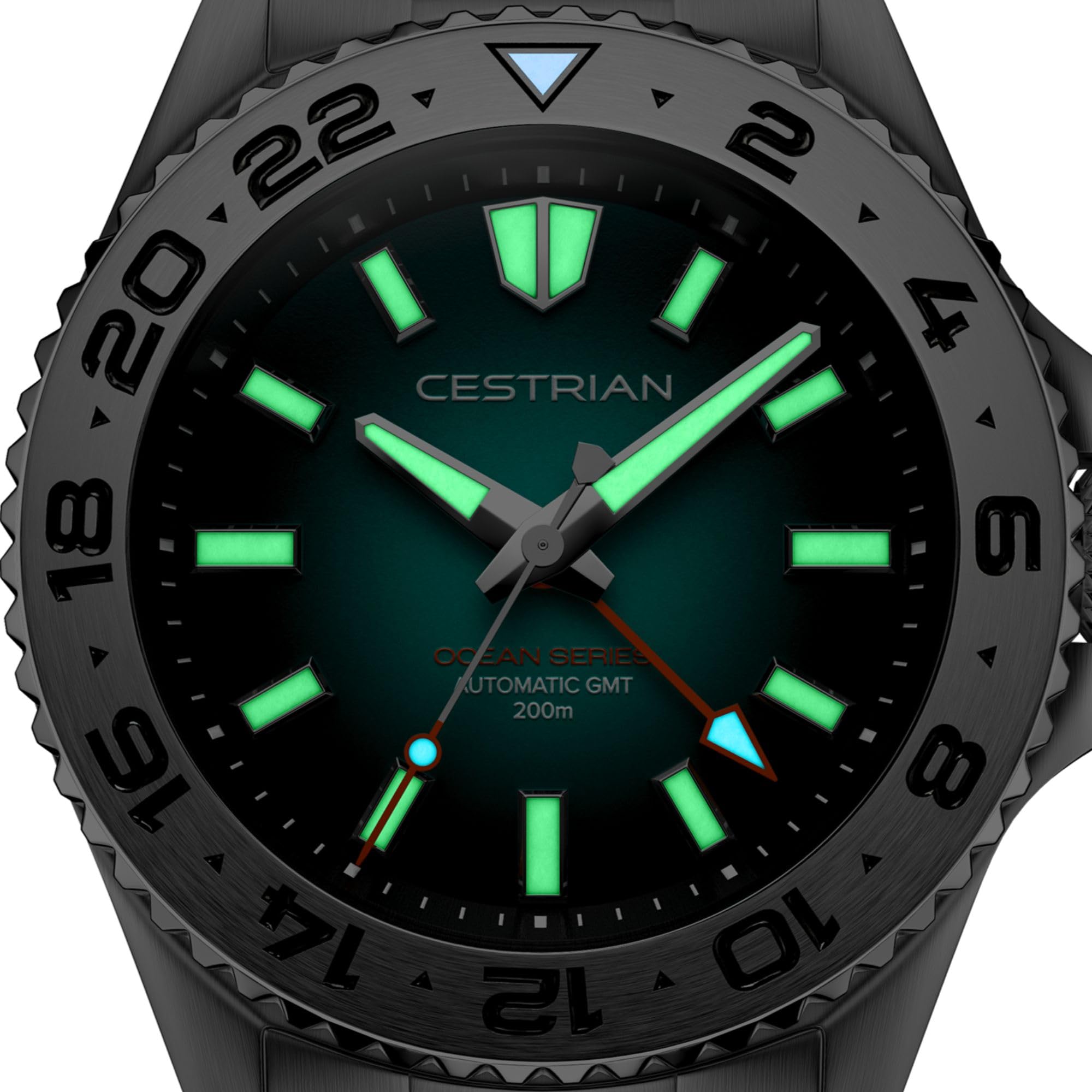 Cestrian Ocean Series 42 mm Automatik-Herrenuhr, tropisches blaues Zifferblatt, Gehäuse und Armband aus 316L-Edelstahl, wasserdicht bis 200 m