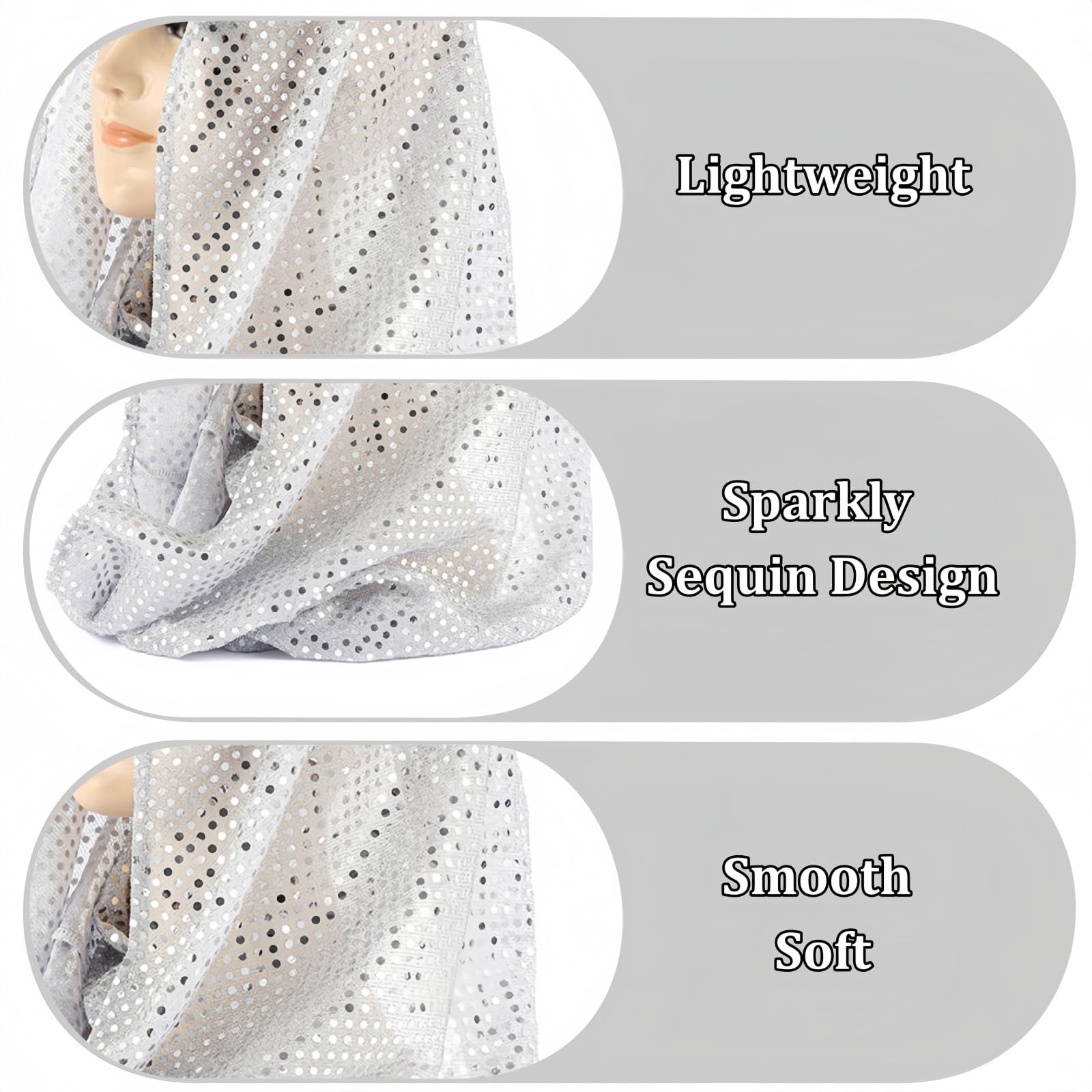 Sequin Unisex Rave Hood, Stretchy Sparkly Bandana Head Scarf Veil Cap Nightclub Headwrap Headpiece Turban Caps Hair Accessories for Women Girls Halloween & Concerts Festival Outfit Costume Accessory - Image 3