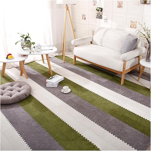 Azulejos de alfombra entrelazados de 7 pies cuadrados, 9 azulejos de espuma de 23.6 x 4.7 pulgadas, tapete rectangular de juego de rompecabezas,