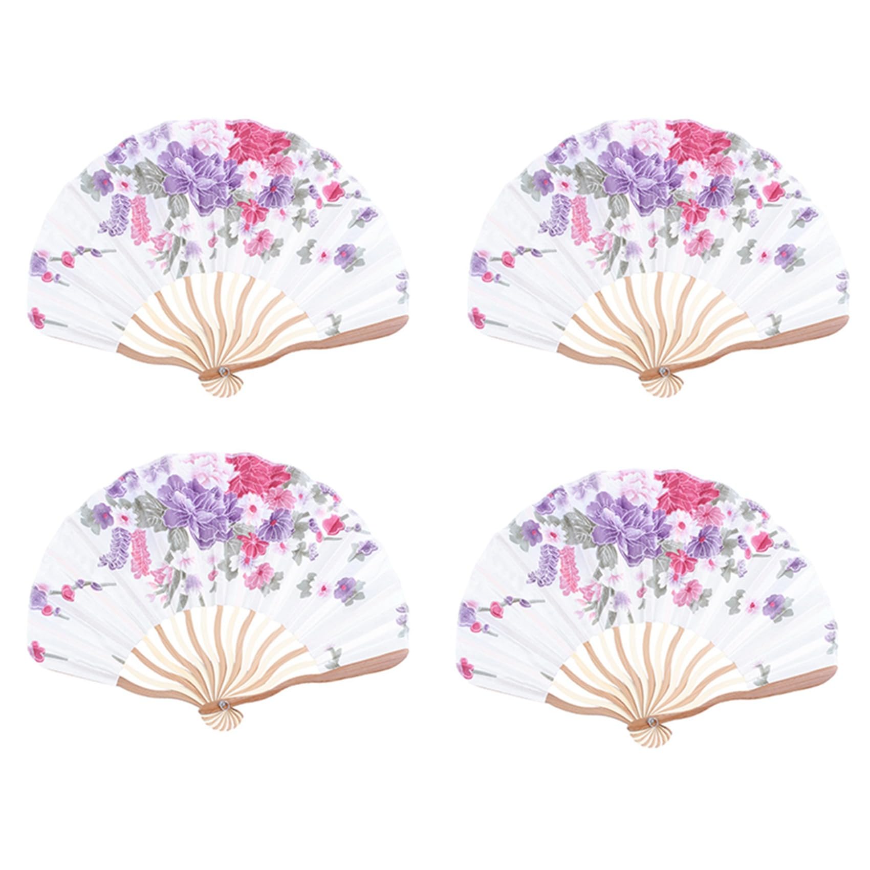 Vjsujehgy 4X Bamboo Flower Printed Japanese Style Foldable Hand Held Fan Gift Decor