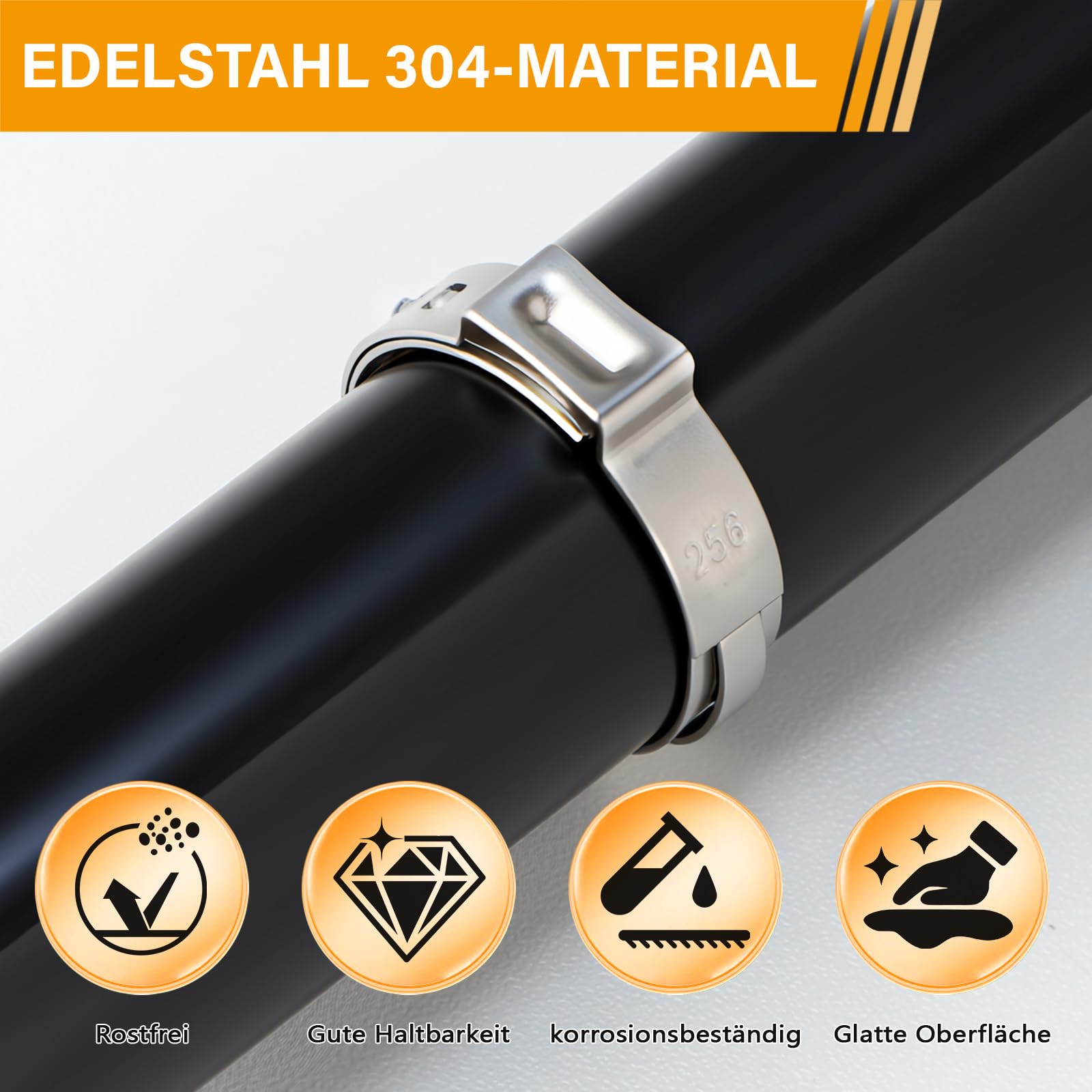 160PCS Einohr Schlauchschellen Set aus Edelstahl Schlauchklemmenzange – 14 Größen (5,3–33,1 mm) für Auto, Haushalt, Garten & Sanitär