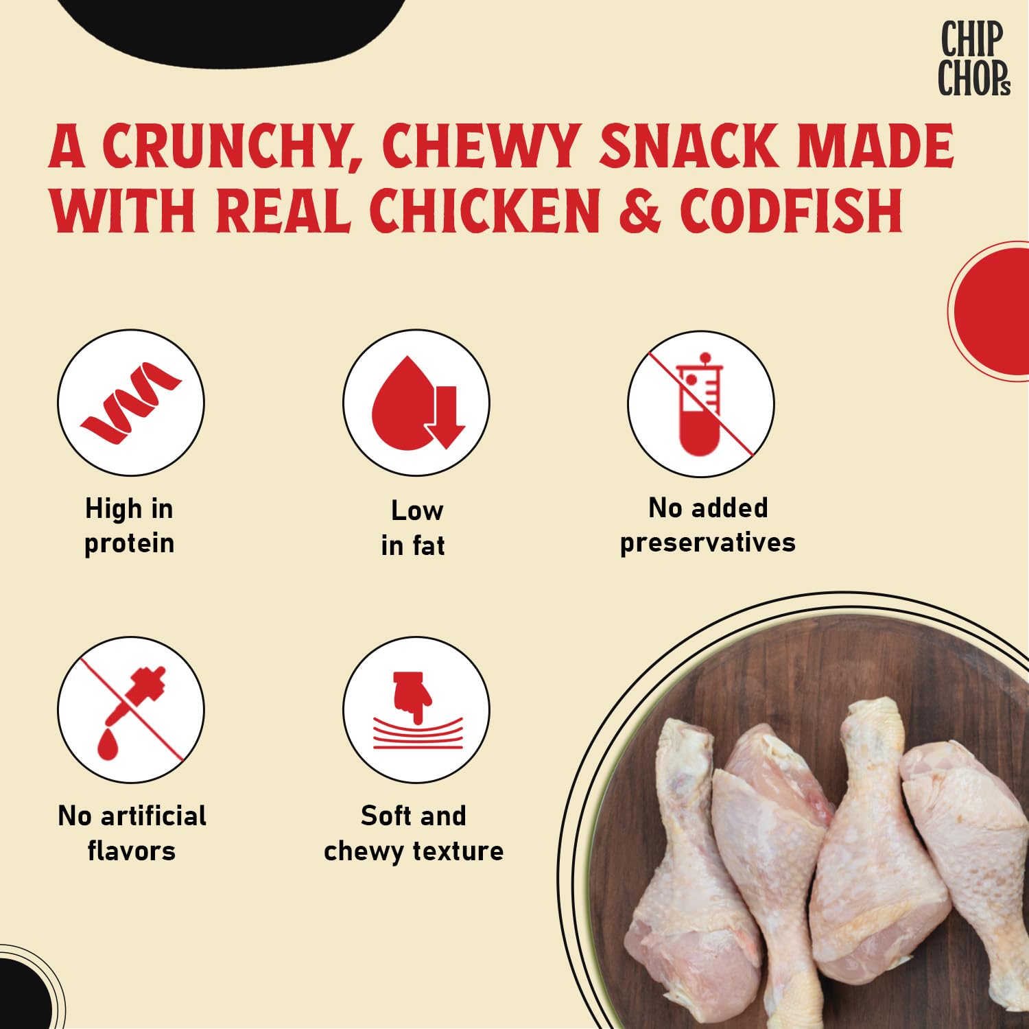 Chip Chops Sun Dried Chicken,Dog Treat, Easily Digestible, Healthy Dog Treat, Perfect for Snacks, Suitable for All Dog Breeds, Each 70gm (Pack of 7) 4