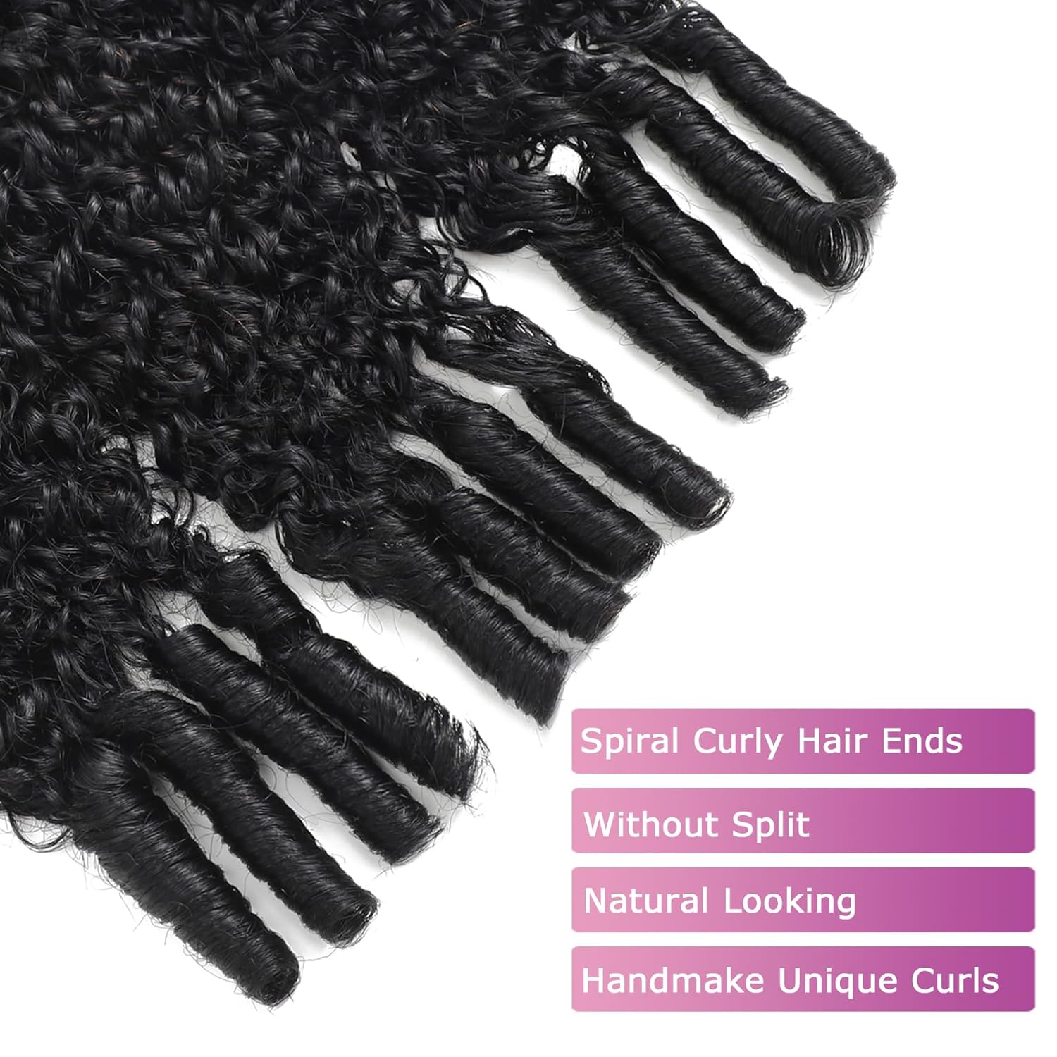3C4A Burmese Curly Bundles 16 18 20 Inch 100% Unprocessed Virgin Remy Hair 3 Bundles Quick Weave Curly Human Hair with Spiral Ends Natural Black Color for Women