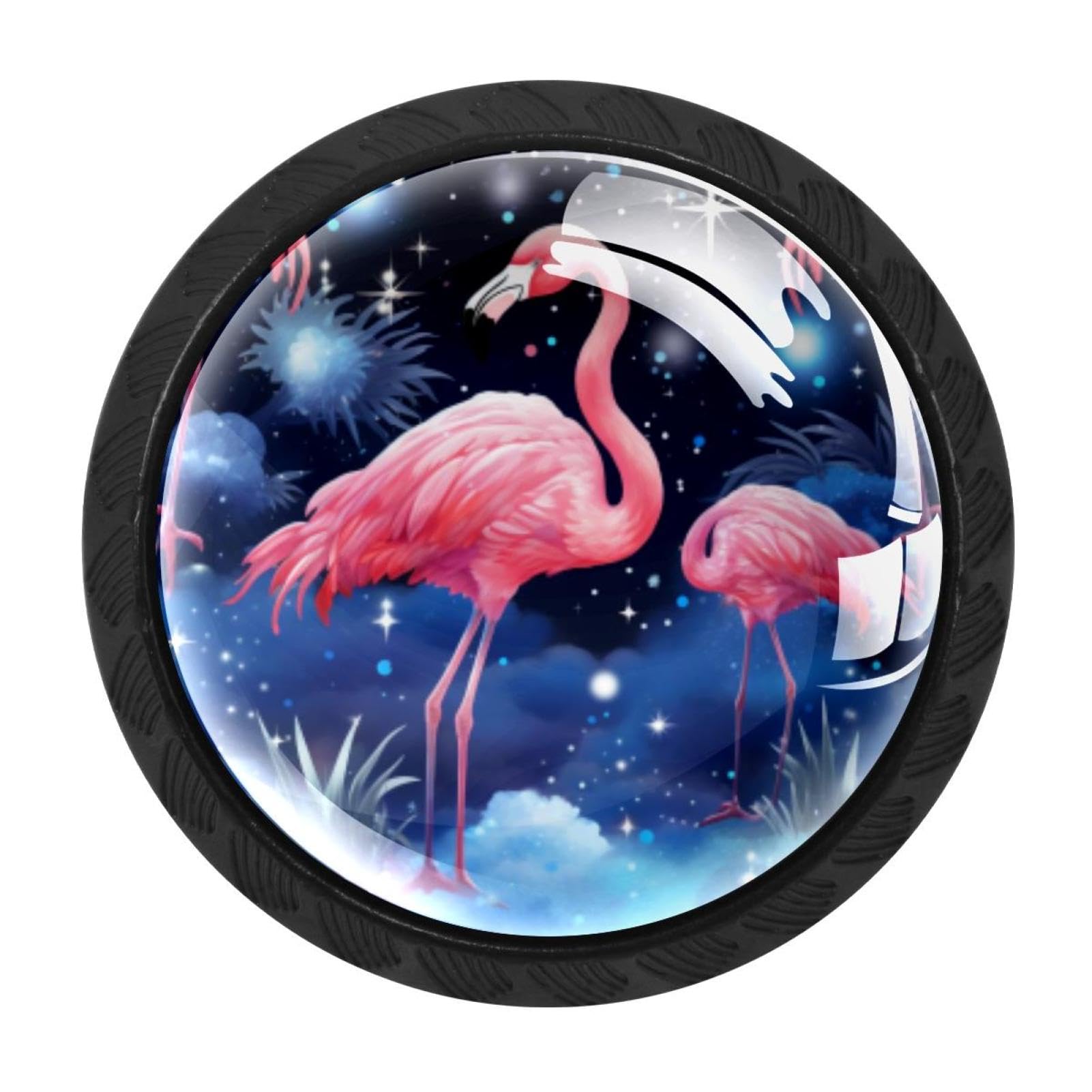 CHENZZZZ 4 Pack Starry Flamingos Drawer Knob Cabinet Hardware
