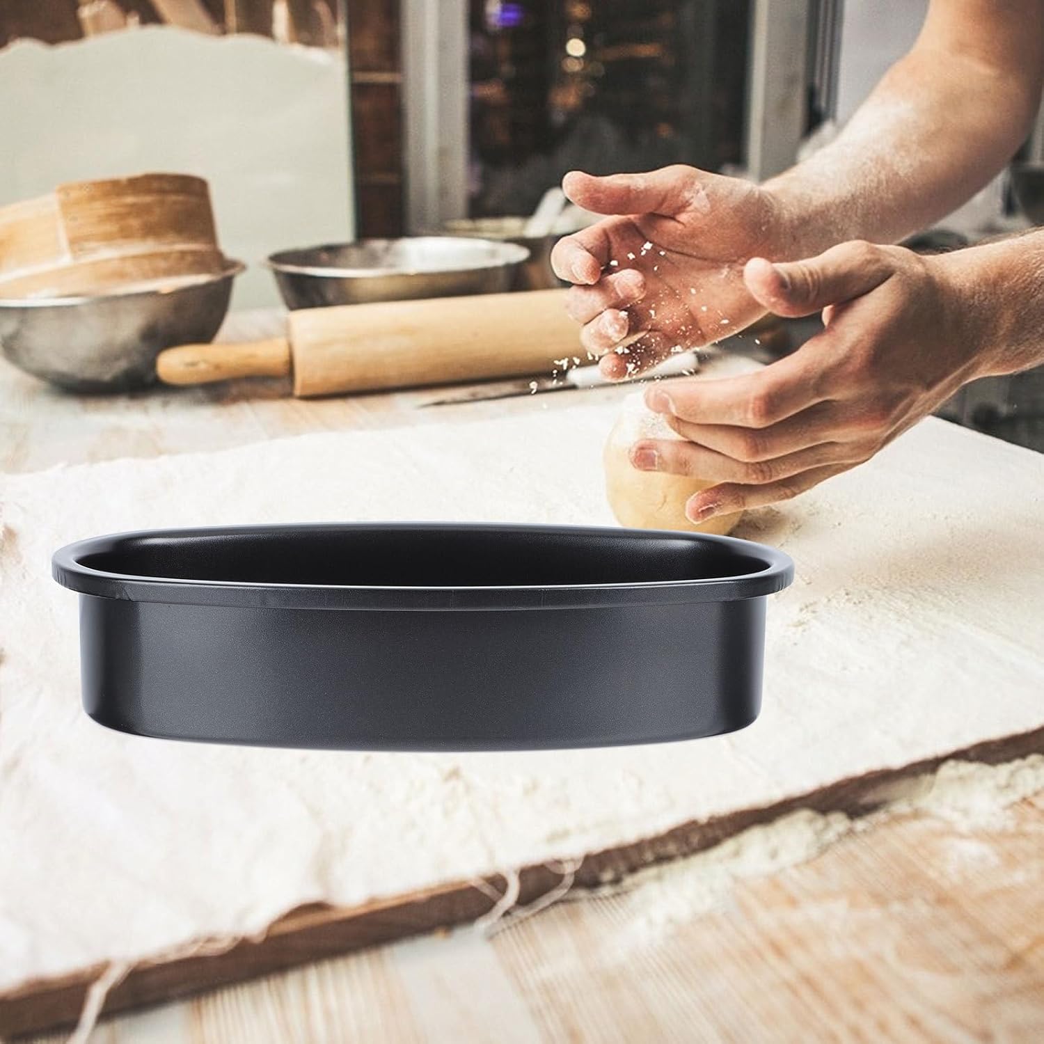 Nonstick Oval Cake Baking Mold Loaf Pan Bread Pan for Cheesecake Baking Black Coated Springform Bakeware for Home Kitchen