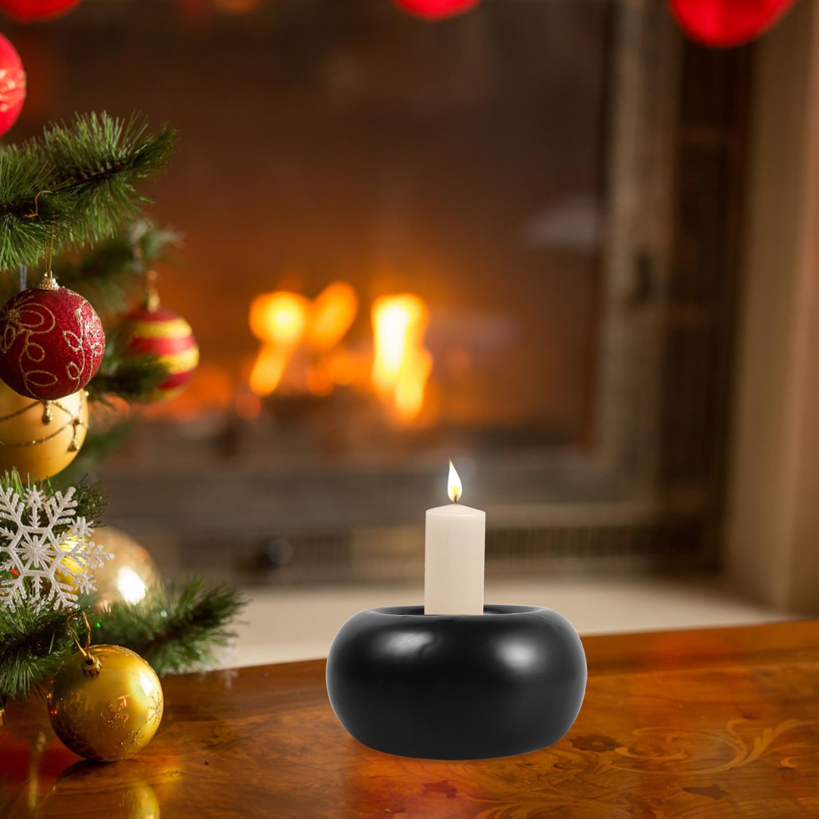 Toyvian 3 Piezas Portavelas de Té de Cerámica Negra, Candelabro Moderno