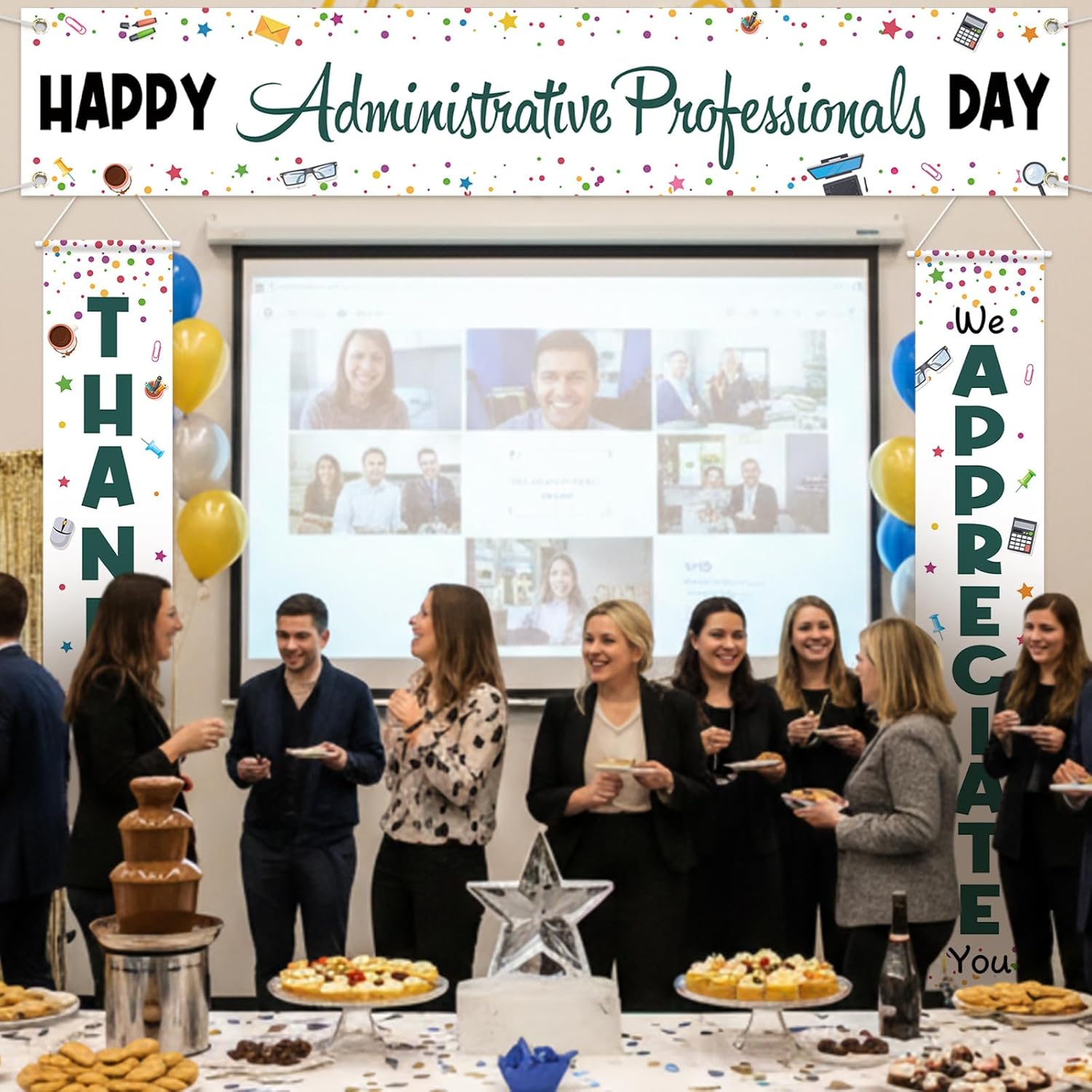 Tingjoo 3 Pcs Happy Administrative Professionals Day Banner Happy Admin Day Office Party Decoration Secretary Appreciation Thank for All You Do Banner for Administrative Professionals Party Decoration
