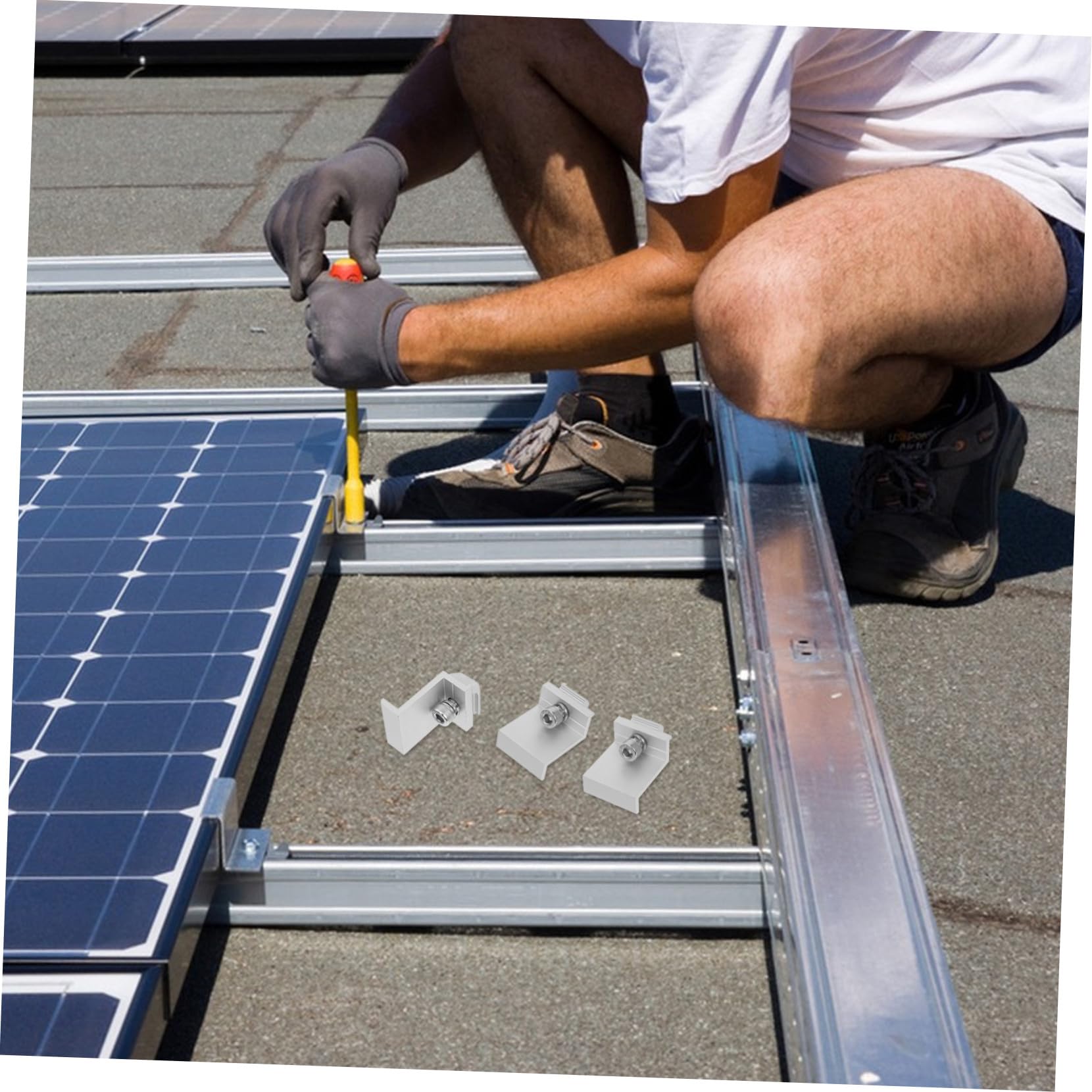12pezzi Mорsetto Di Messa Terra Per Pannello Solare in Lega Di Alluminio Clip Per Pannello Solare Esterno Staffa Fissa Supporto Stabile Per Pannelli Solari Domestici