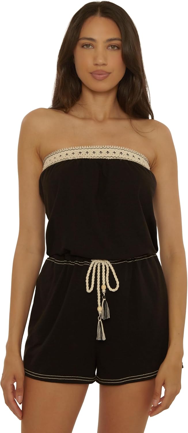 Lucky Brand womens Laguna Short Romper, Casual, Pull On, Beach Cover Ups for Women