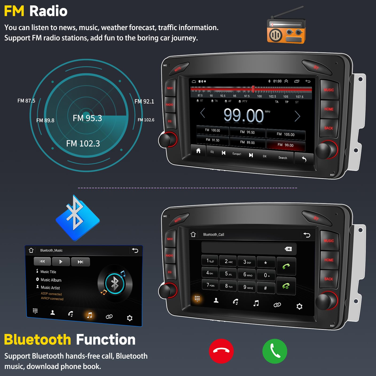 Amazon.com: 2+64G Android Car Stereo for Mercedes-Benz W209 CLK