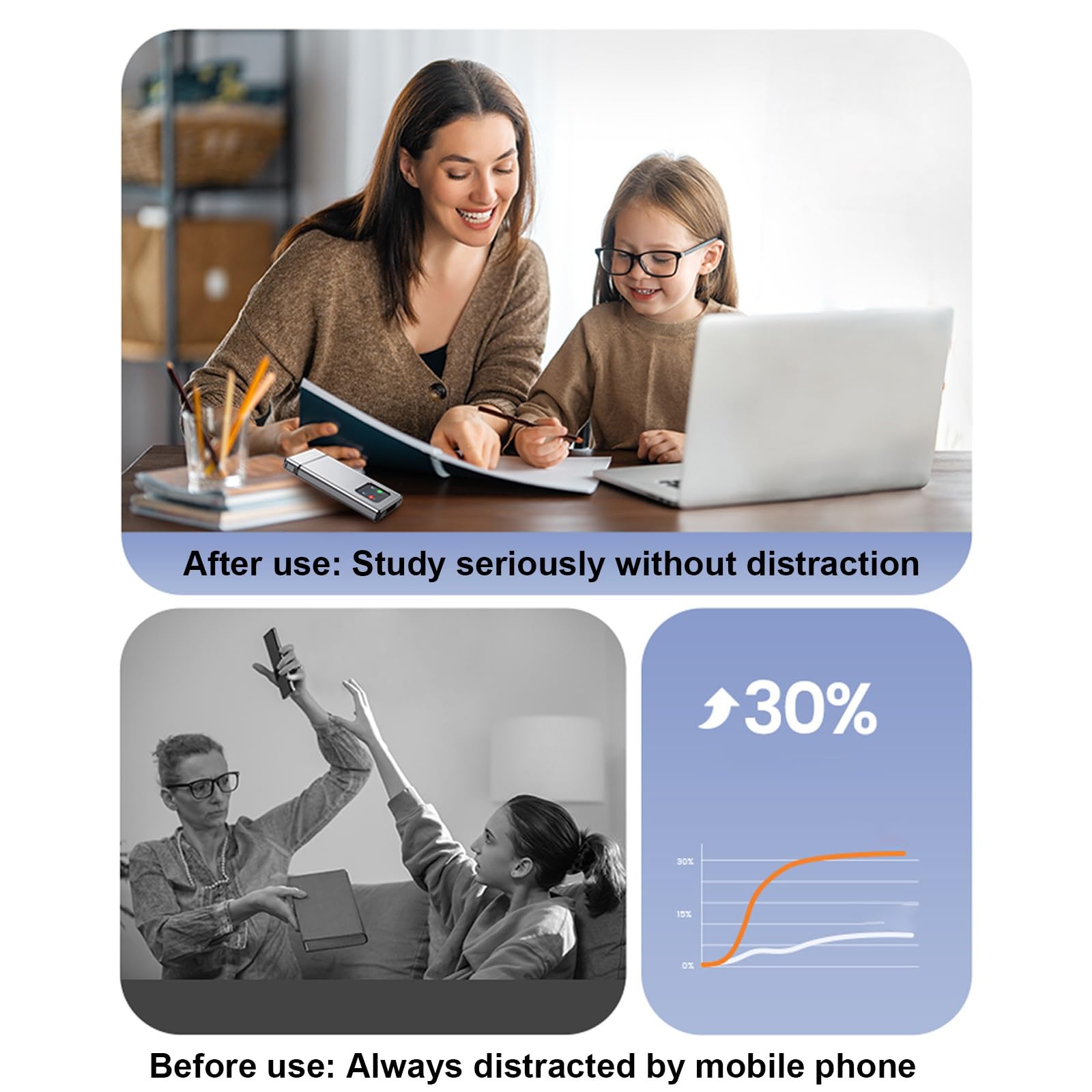 Organizer Per Cellulare、Scatola di Blocco Per Cellulare Con Timer, Isola Le Distrazioni e Aiuta a Combattere La Dipendenza da Internet. Adatta a Studenti e Dipendenti