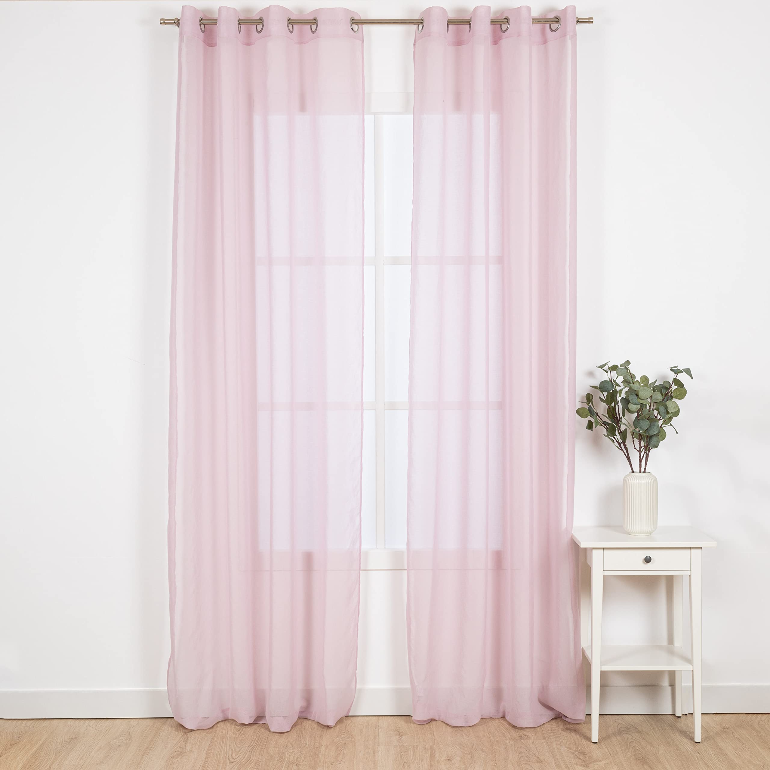TRAMAS+ Cortinas Visillo Semitransparente para Salón y Dormitorio con Ojales, 140x260cm, 1 Pieza, Dormitorio, Infantil, Juvenil y Adulto y Comedor –Molly Malva