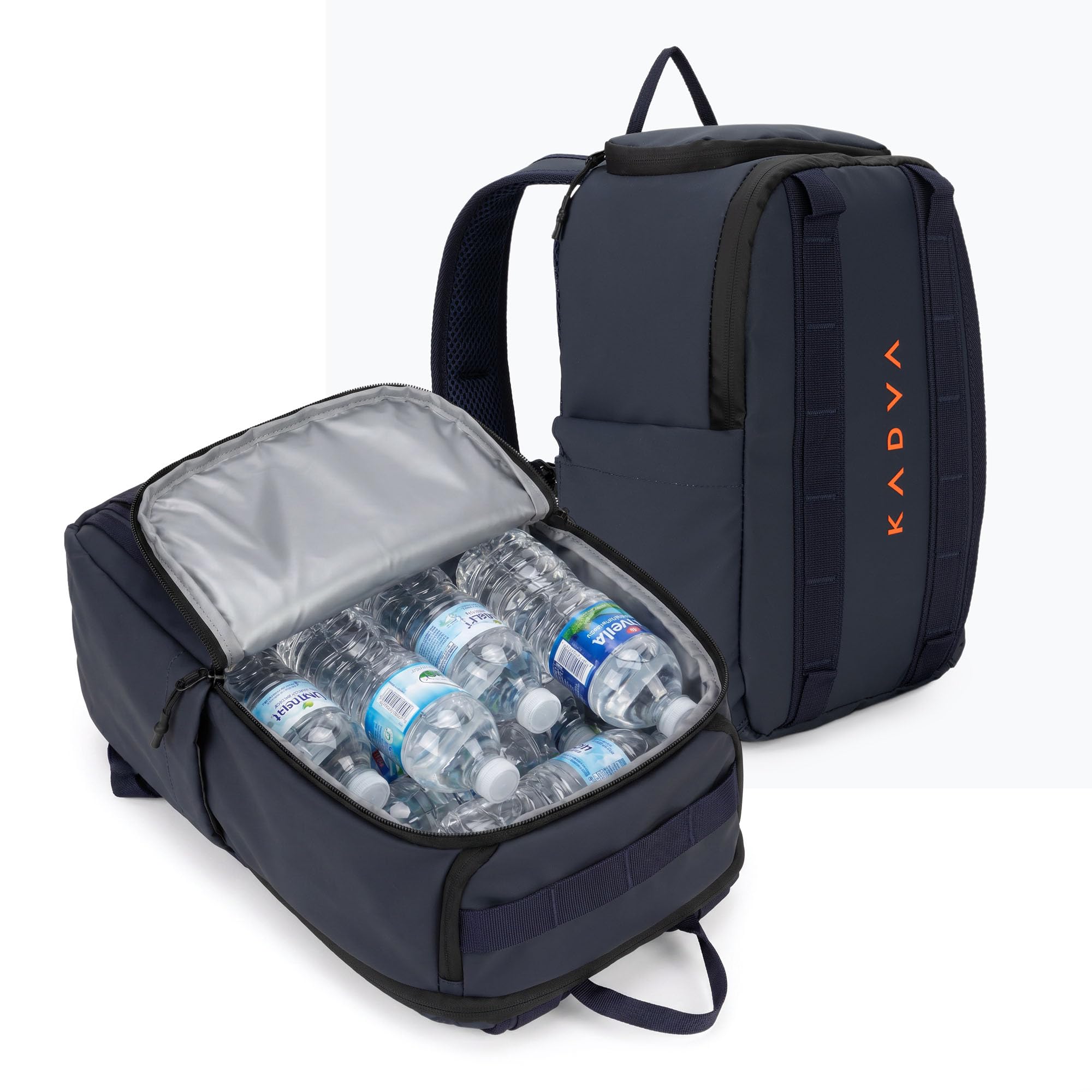 KADVA Antarctica Kühlrucksack für Picknick und Ausflüge (12 Liter) | Isoliertes Hauptfach mit Polyethylen, hydrophobes Polyester, 12 l oder 24 l in Marineblau