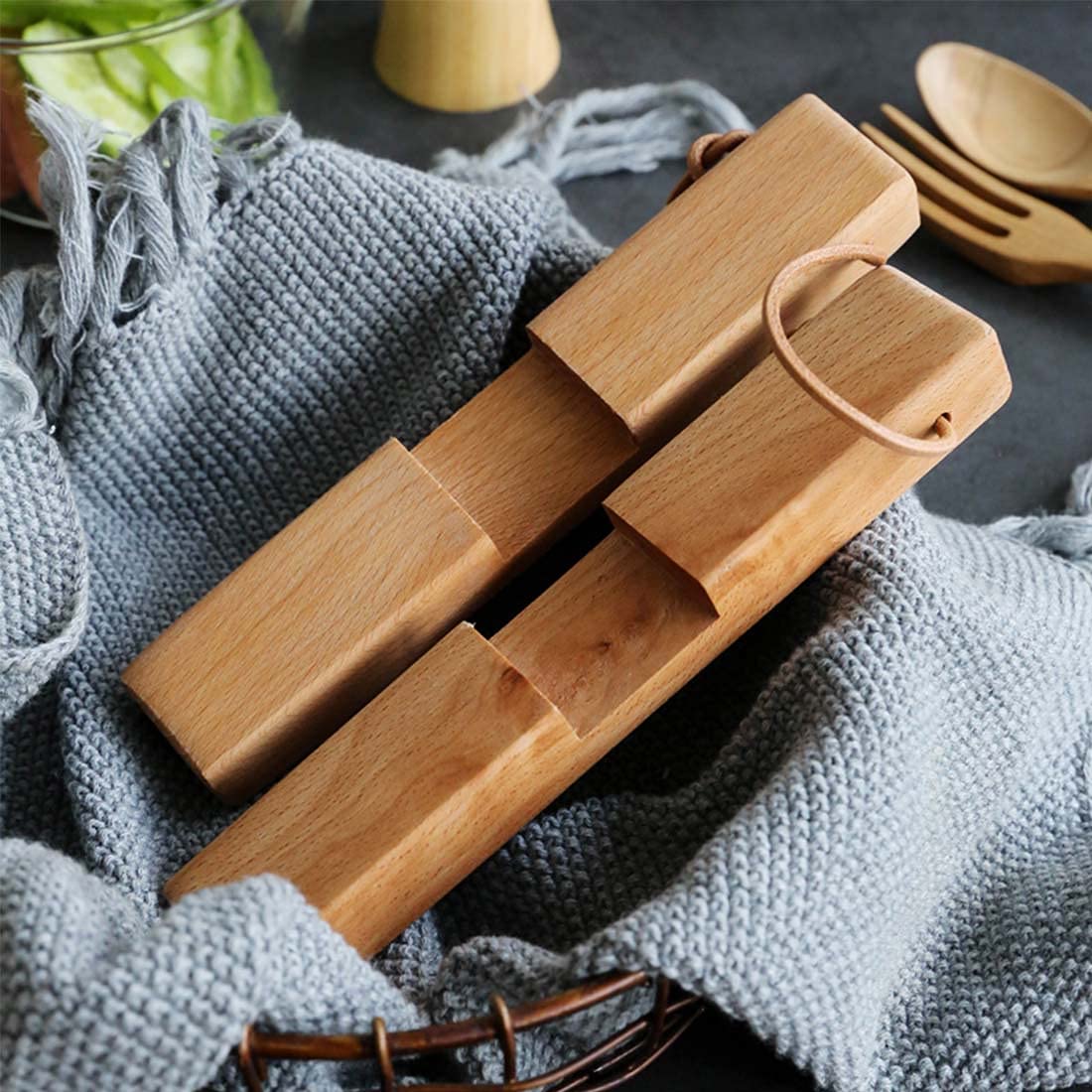 Queekay Holzuntersetzer Set – 6 Stück, 17,8 Cm, Mit Aufbewahrungsbox, Bauernhaus-Design