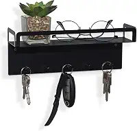 Porta Chaves, Chaveiro Organizador, Gancho, Porta-chaves, Prateleira de parede, preto, 10x26cm - GEGUTON