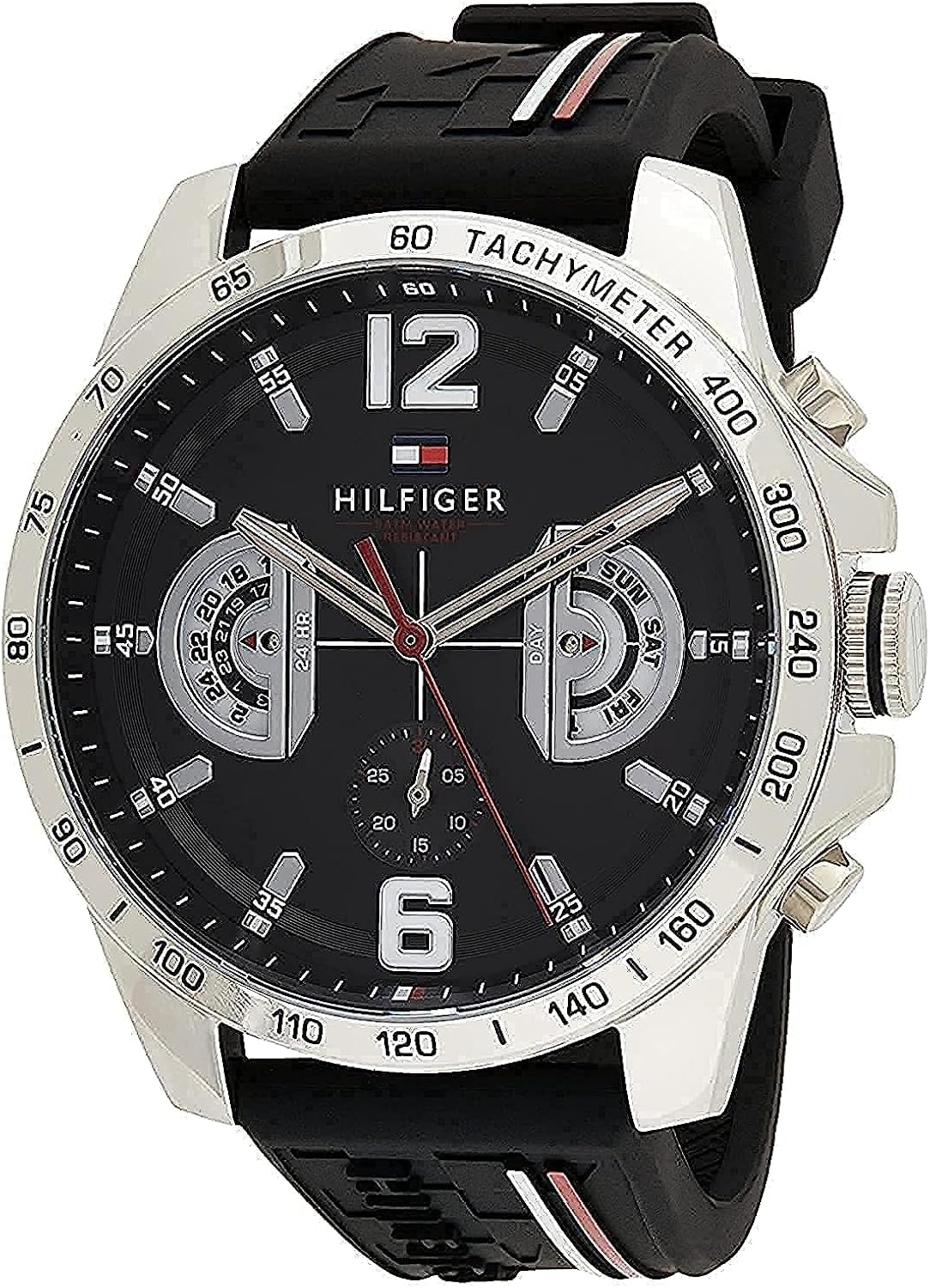 Tommy Hilfiger Orologio Analogico Multifunzione al Quarzo da Uomo con Cinturino in Silicone Nero - 1791473