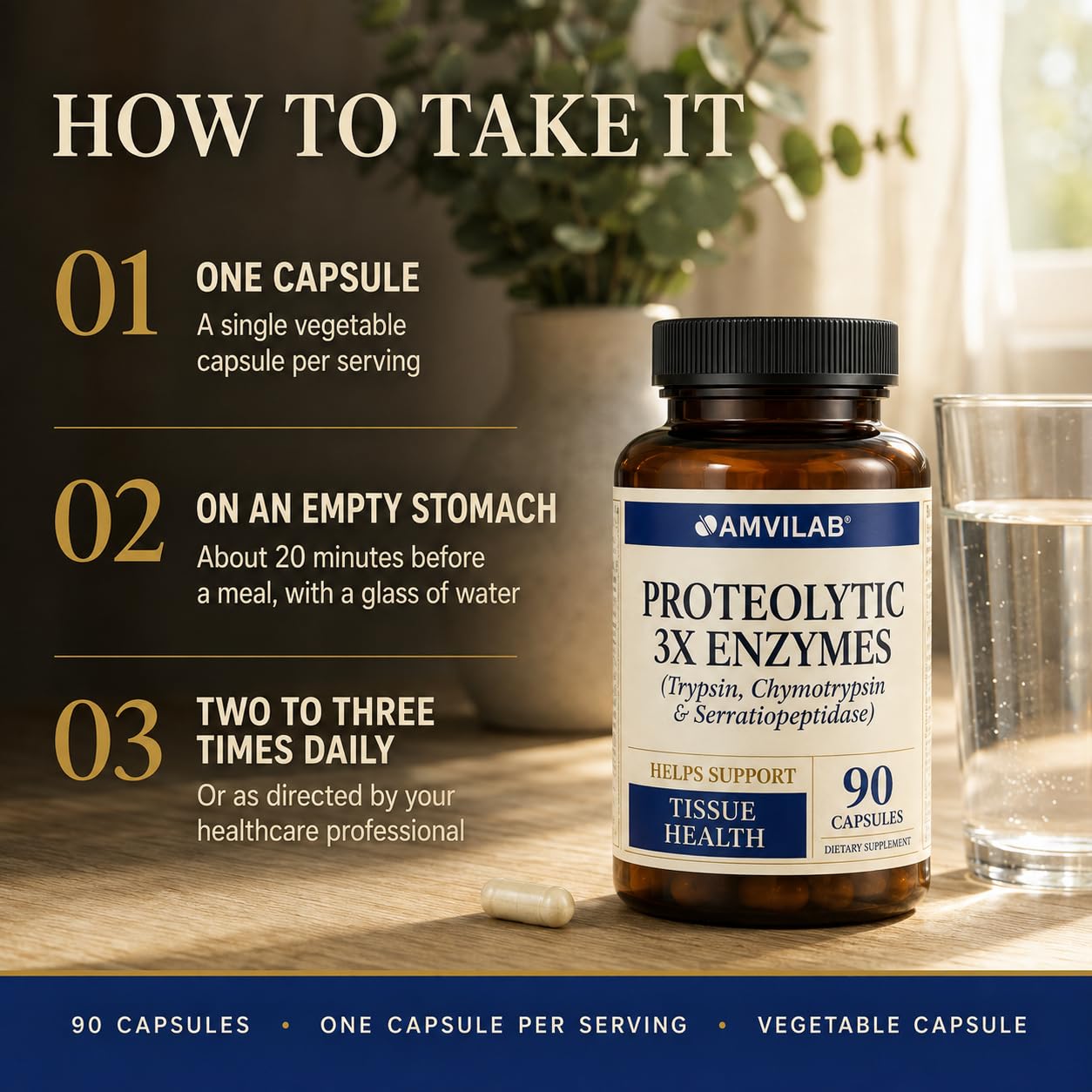 Proteolytic Enzymes 3X with Serrapeptase,Trypsin & Chymotrypsin,90 Capsules — Amazon image 4