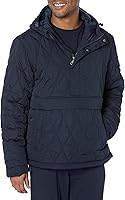 Amazon Essentials Men's Relaxed Fit Anorak Hooded Quarter-Zip Puffer Coat - Water-Resistant Recycled Polyester Jacket