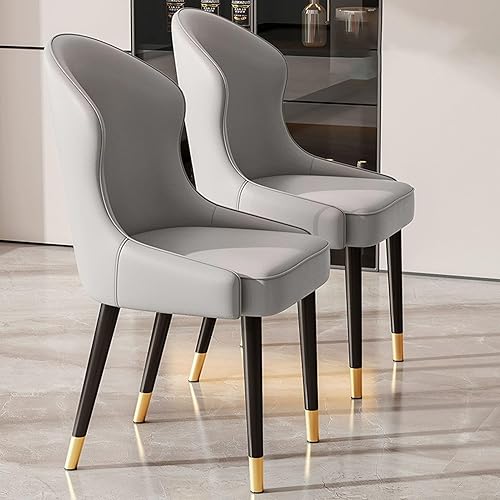 Miniatura 12 de JKGHK Dining Chairs Set of 2, Leather Living Room Chair, Upholstered Kitchen Chairs with Backrest, Armless Side Chair with Metal Leg, for Kitchen,