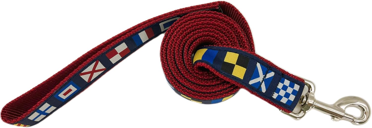 Preston Heavy Duty Nautical Flag Dog Leash 6ft – Maritime Pet Leashes Come in Different Sizes for Pets (Small Leash 6 Foot, 3/4 inch Wide)