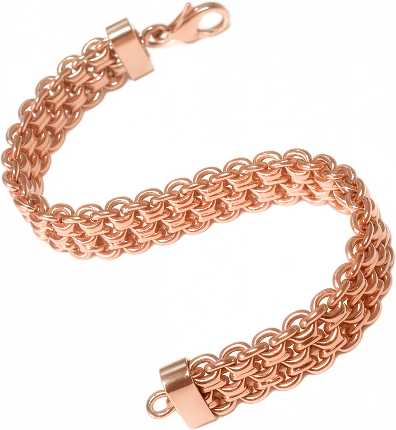 Pure Copper Link Bracelet with Lobster Clasp 9 Inch Long Solid Copper Statement Jewelry Set Gift for Women & Men