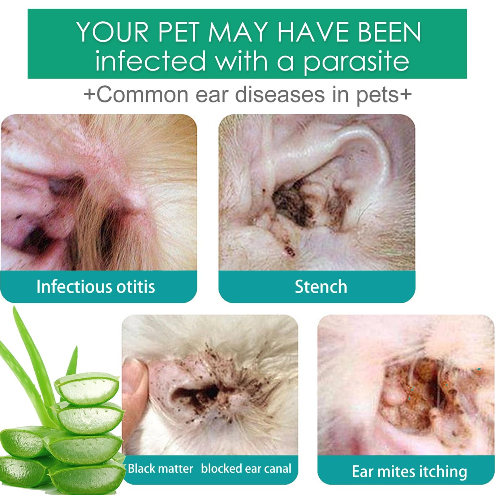 Limpiador de Orejas para Perros Y Gatos, Gotas para Los Oídos para Una Limpieza Suave Y Cuidado, Alivia El Picor Y Los Malos Olores, para Unas Orejas Limpias Y Frescas