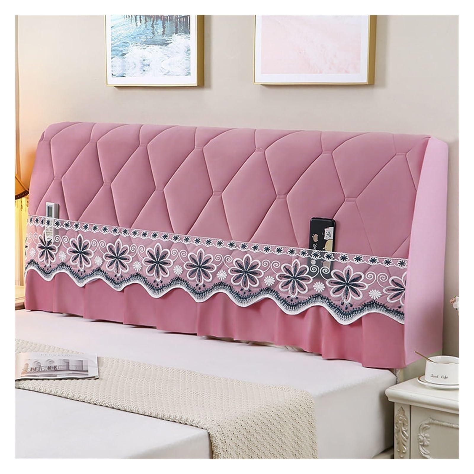 Bed Headboard Cover Bed Back Mattress Decorative Cushion Head Board Cover Bedspread Luxury Headboard In The Bedroom Sleeping Comfort Home (Color : Pink, Size : W150xH65cm)