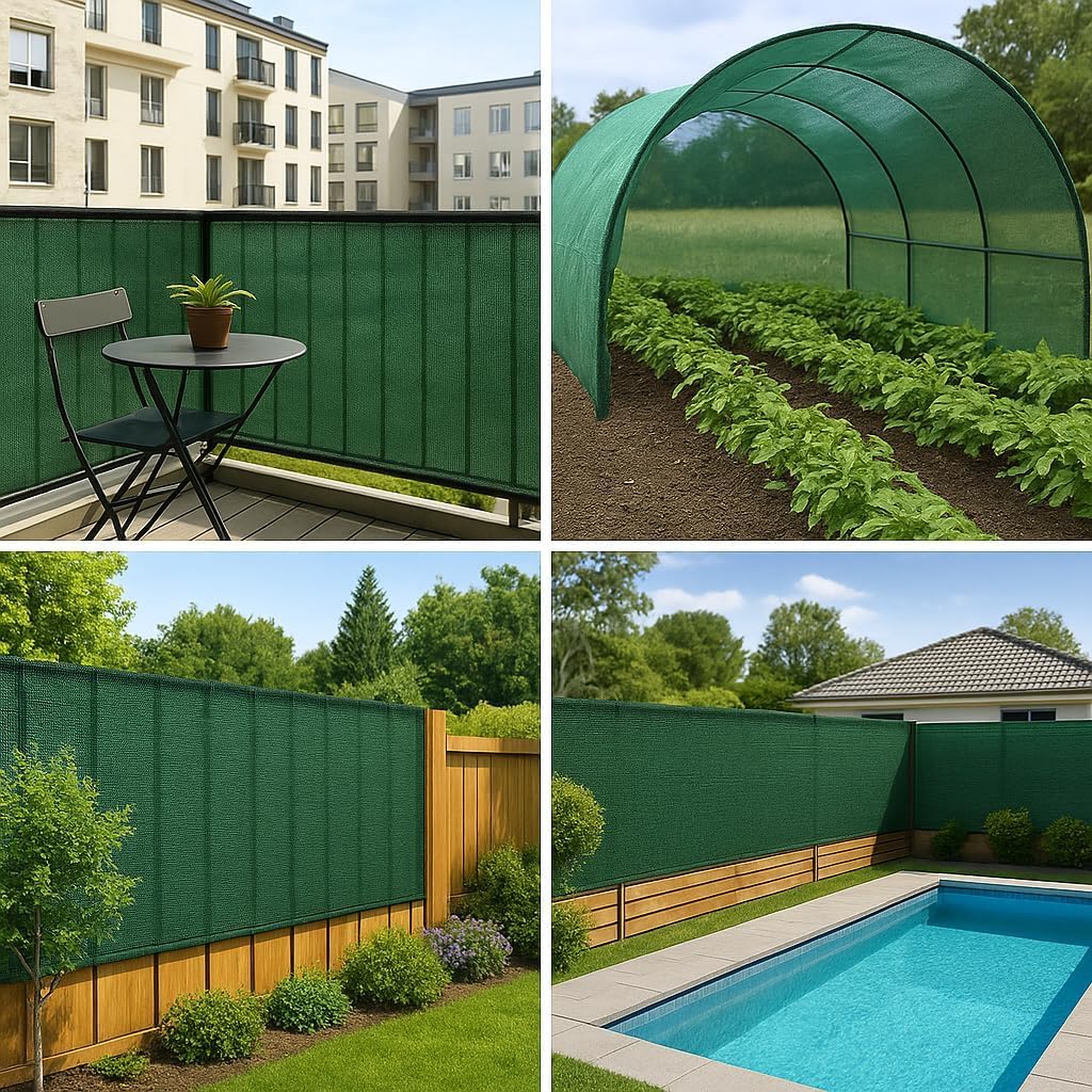 WOLTU Rete Ombreggiante Privacy Frangivista Telo Verde per Giardino Terrazzo, con Occhielli e Fascette, in HDPE 180g/m²,Verde 1x6 m