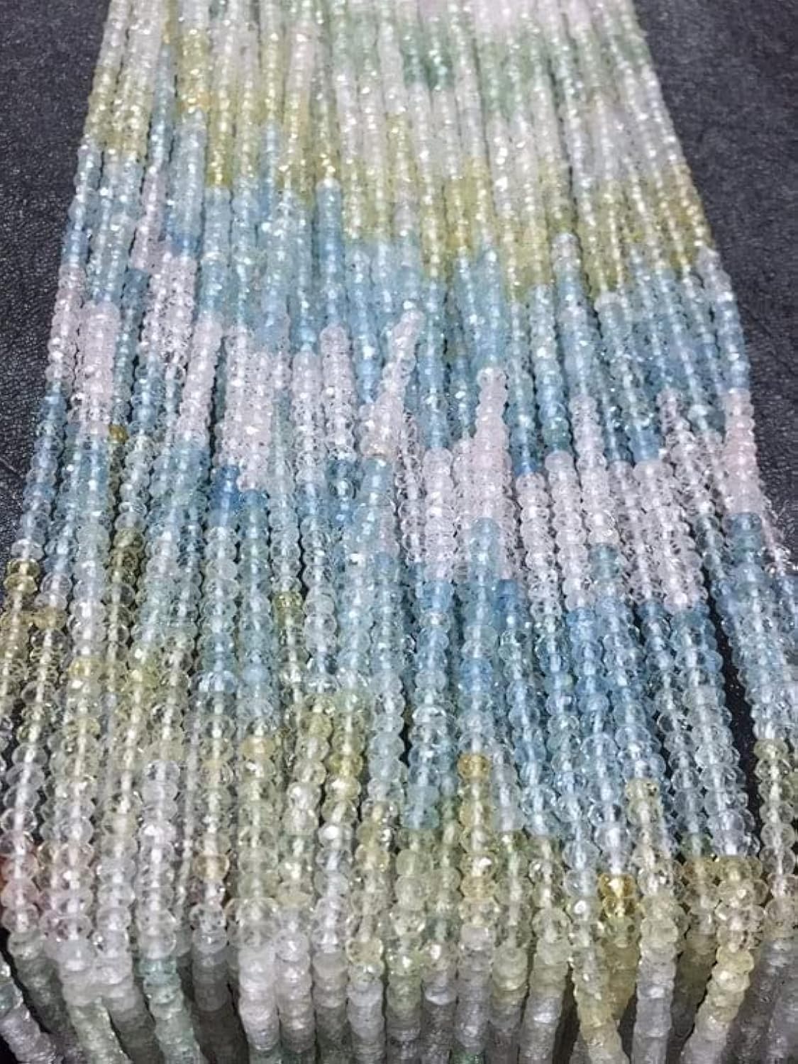LKBEADS Aquamarine faceted Rondelles 3mm size Shaded Color, Multi color aquamarine faceted 14 inches long