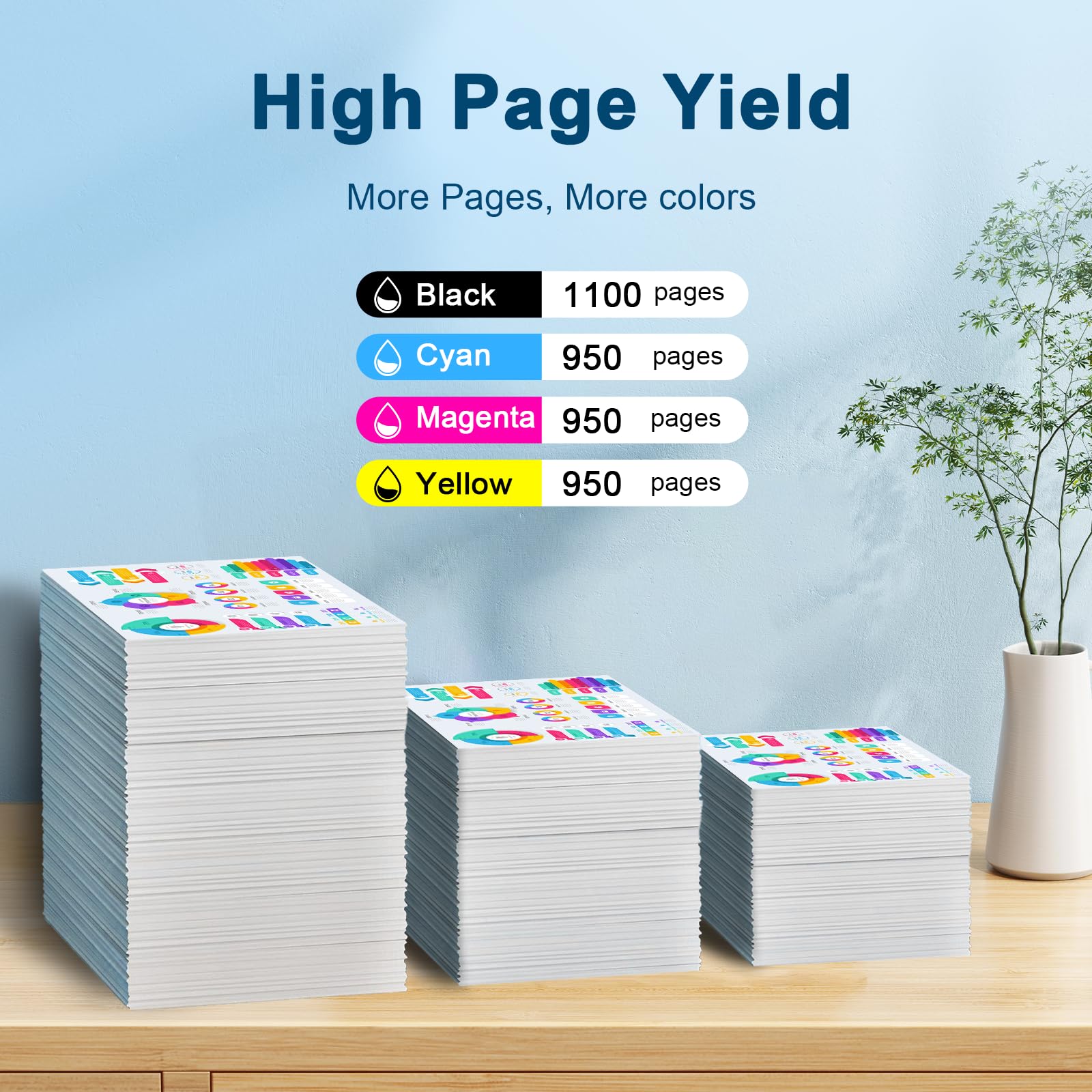 Jagute 34XL Cartucce d'inchiostro Sostituzione per Epson 34 34XL Cartucce Compatibili per Epson Cartucce WorkForce Pro WF-3725DWF WF-3720DWF WF3725 WF3720 (2 Nero, 1 Ciano, 1 Magenta, 1 Giallo)