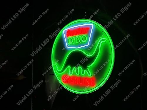 Miniatura 2 de Queen Sense 24 x 24 pulgadas Sinclair Dino Gasolina LED signo luz neón luces pared fiesta decoración lámpara con atenuador A124SDGLVVD-XLED