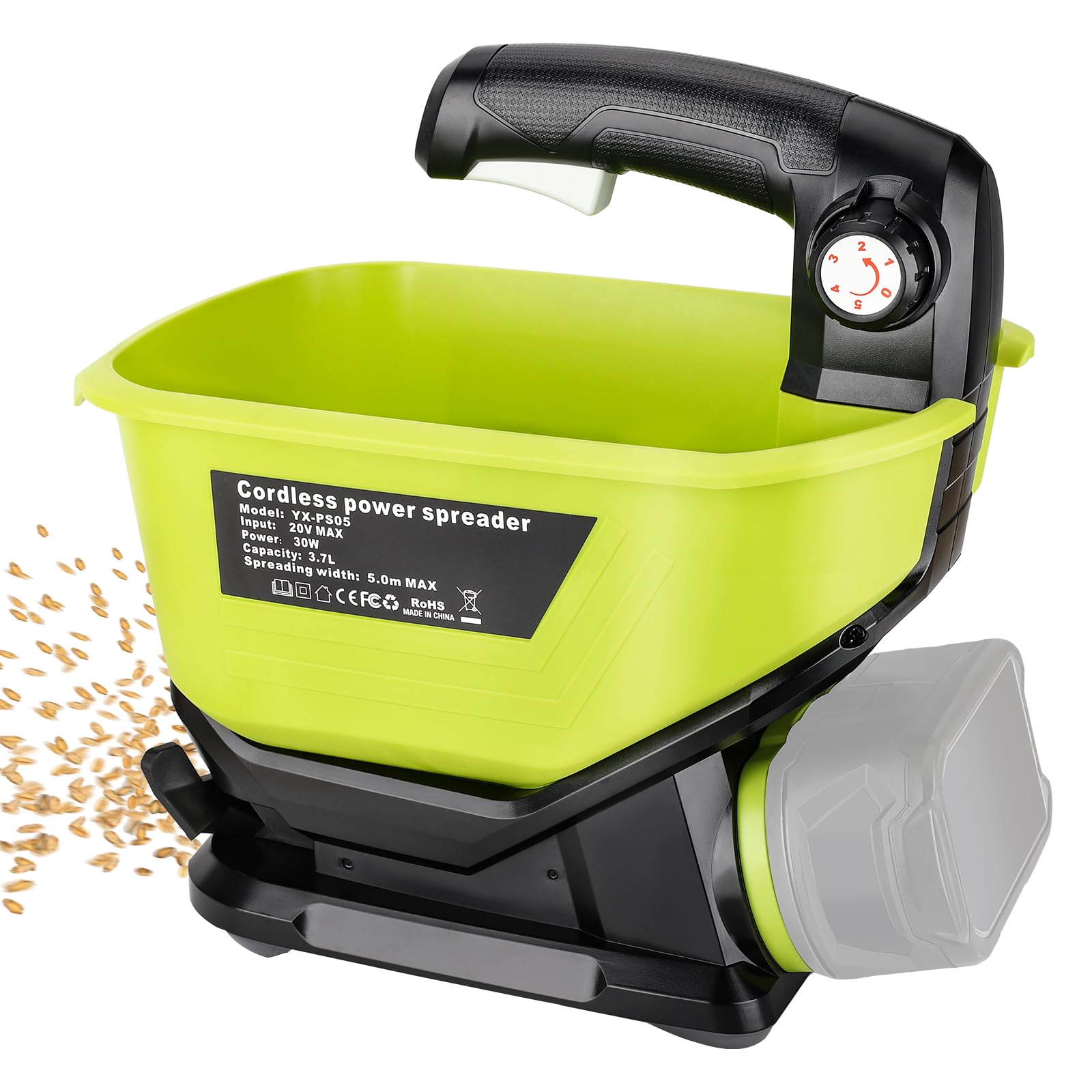 Salt Spreader for Ryobi 18V Battery, 3.7L Handheld Fertilizer Spreader