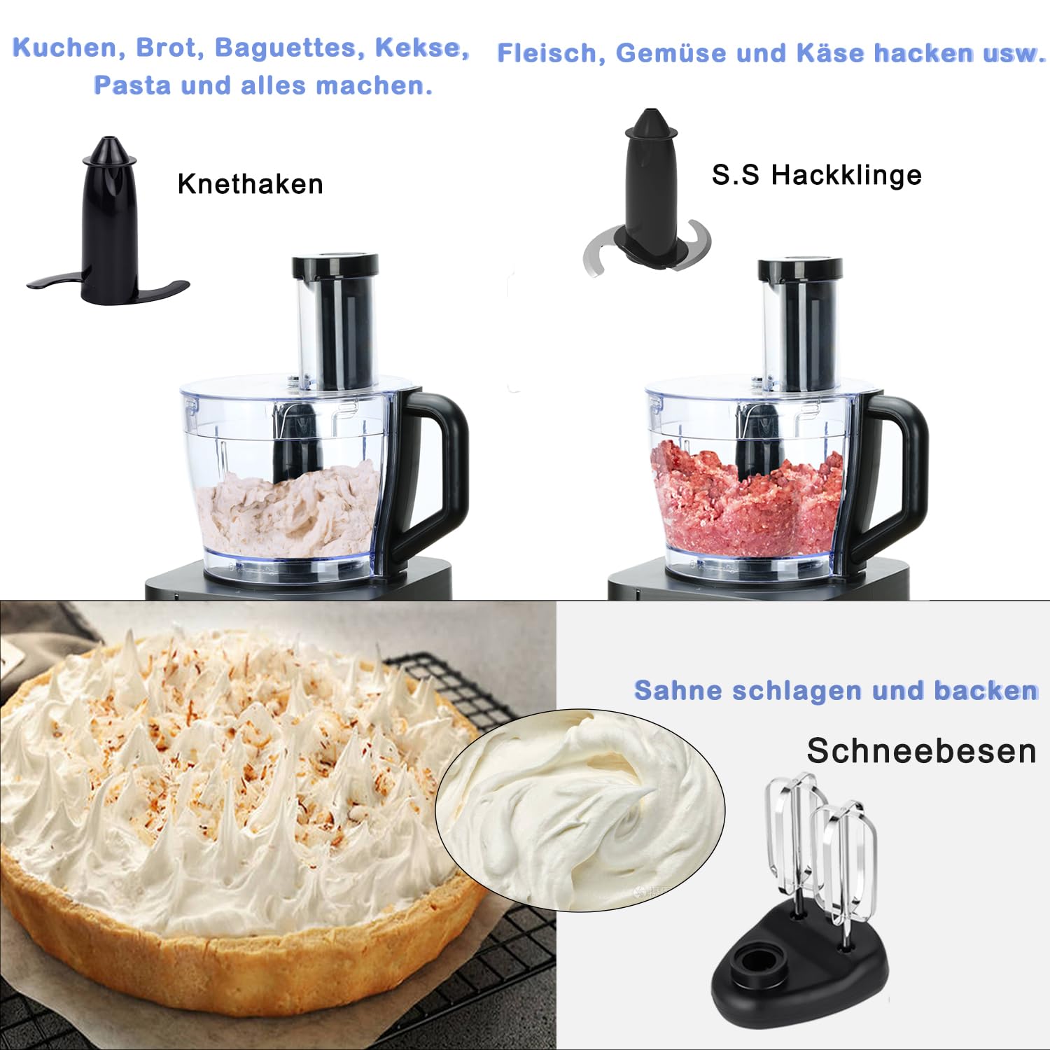TopStrong Robot da Cucina, Robot Cucina 1100W, Robot Cucina Multifunzione Compatto,11 in 1 Food Processor(frullatore, spremiagrumi e macinacaffè)