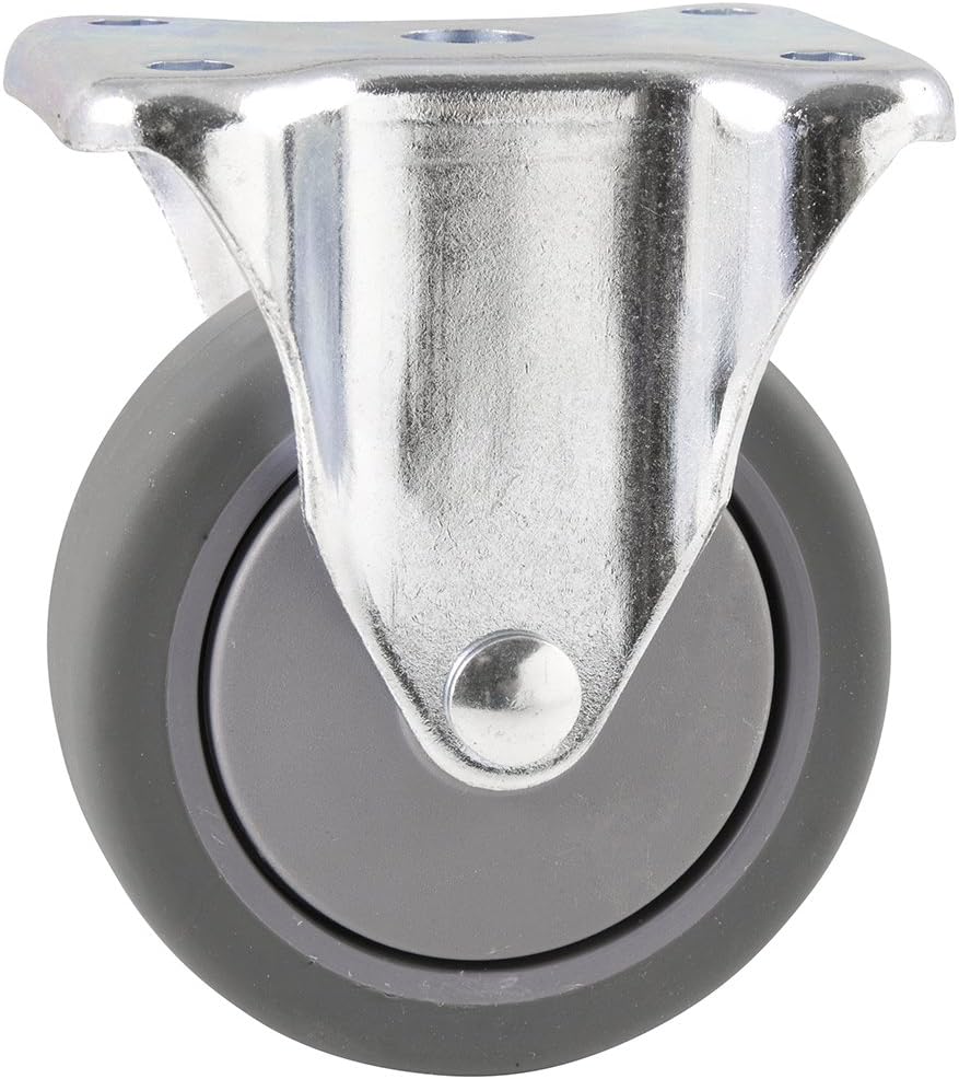 Shepherd 4040055T TPR Rubber Caster Wheel with Rigid Non-Swivel Top Plate Marking for Use in Hospitals, Food Service and Other Institutional Applications, 4"