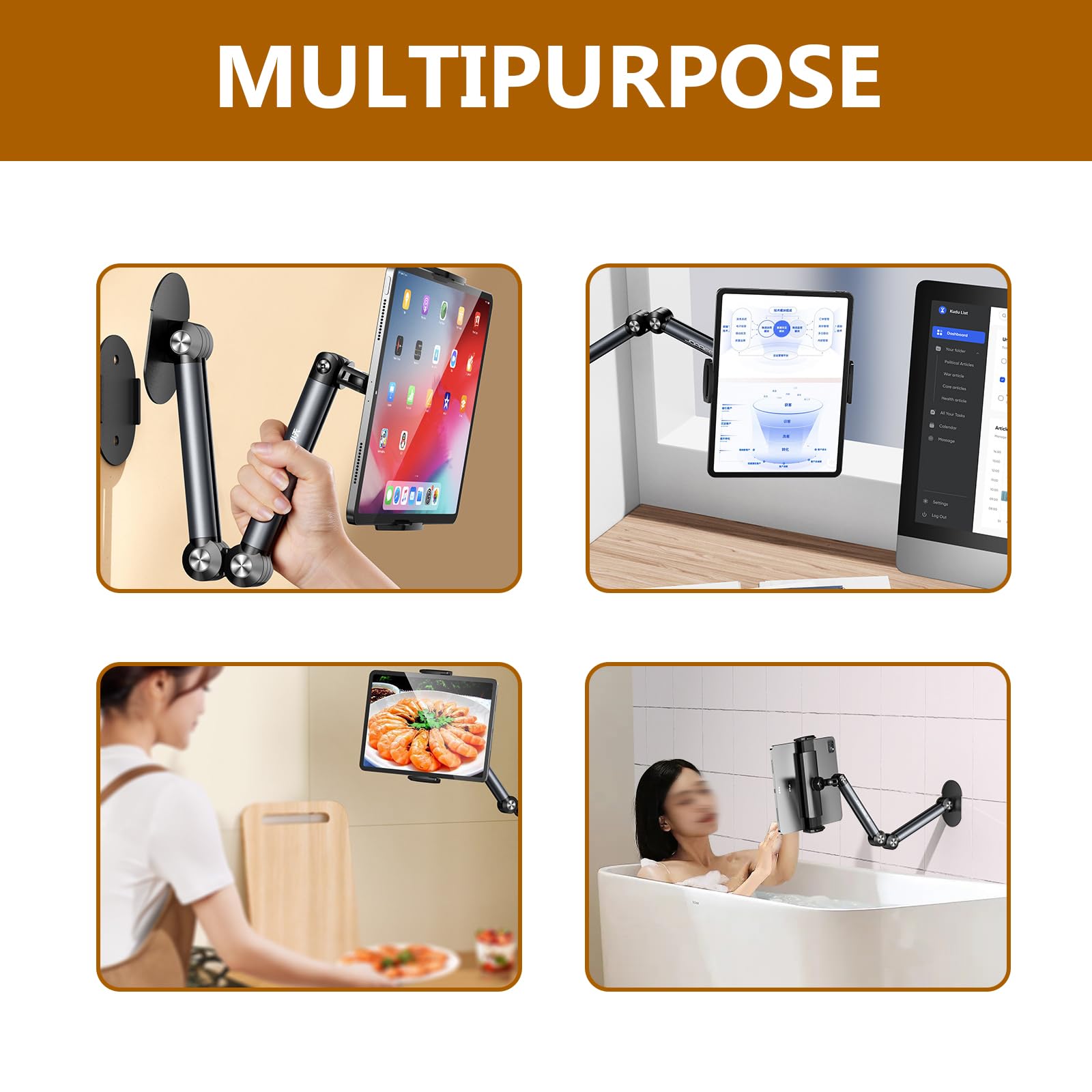 Soporte para teléfono móvil, soporte de pared ajustable, soporte en voladizo para entretenimiento, trabajo y grabación de video, diseño ultraligero de 360 g