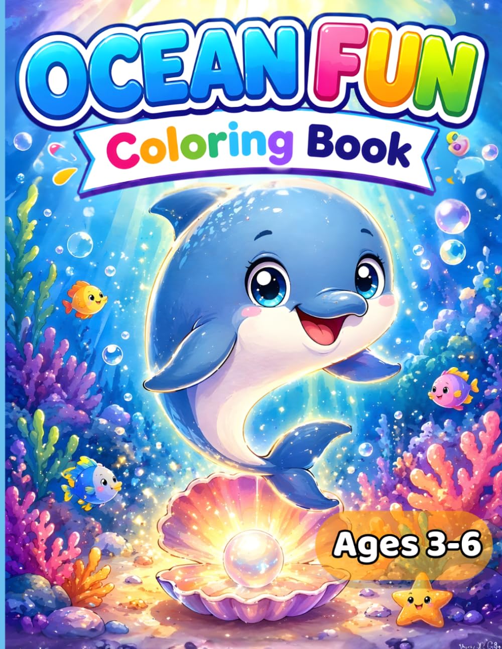 Ocean Fun Coloring Book for Kids: Cute Ocean Animals with Big Easy Illustrations for Toddlers and Preschool Children Ages 3–6 (Fun Coloring Adventures)