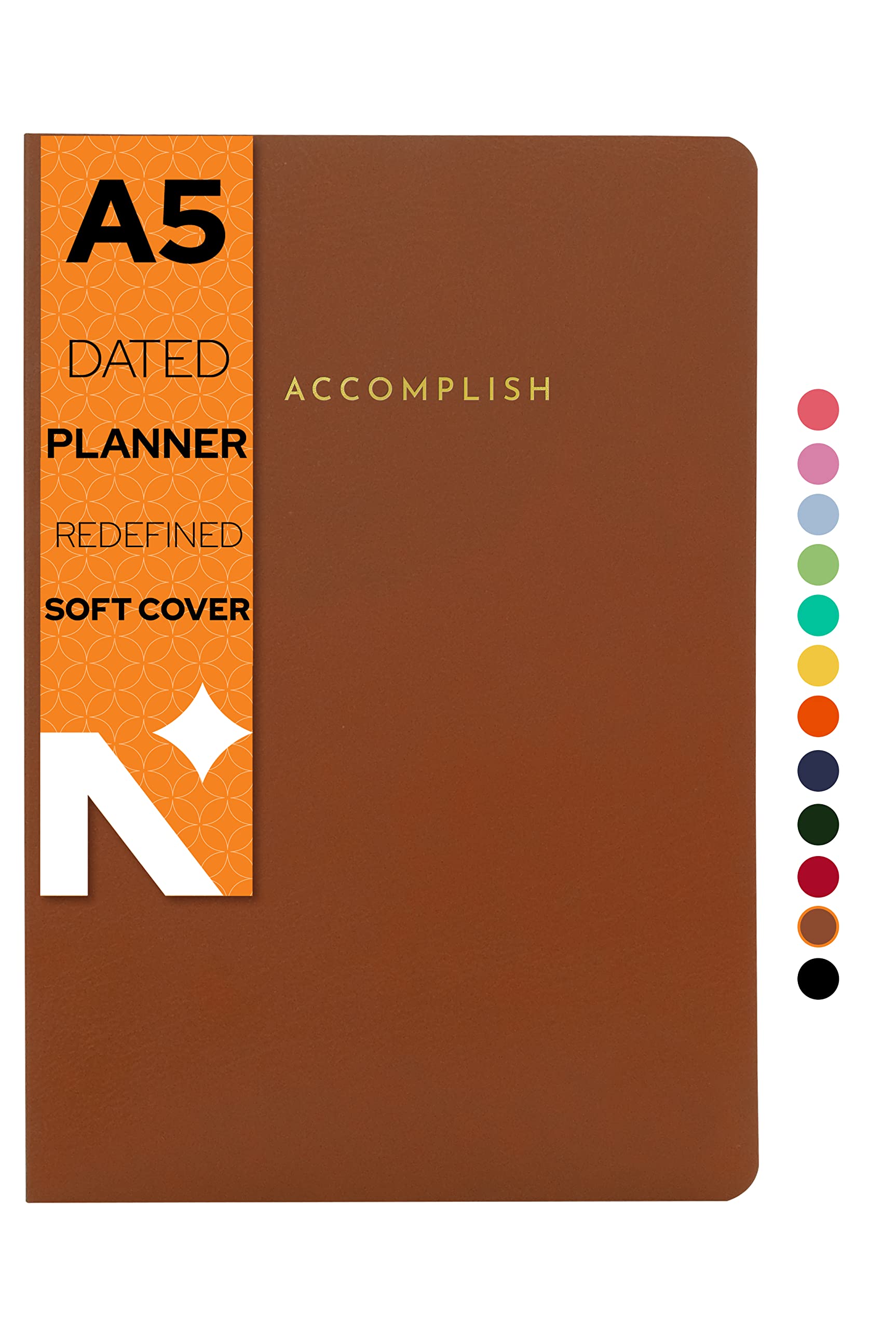 NEORAH - 2022 ACCOMPLISH Life Planner Diary| SOFT COVER | 12 Month Planner | Weekly Planner | Monthly Planner | Habit Tracker | Goal | Gratitude Journal Organizer, Stationery Notebook with - Planner (Brown)
