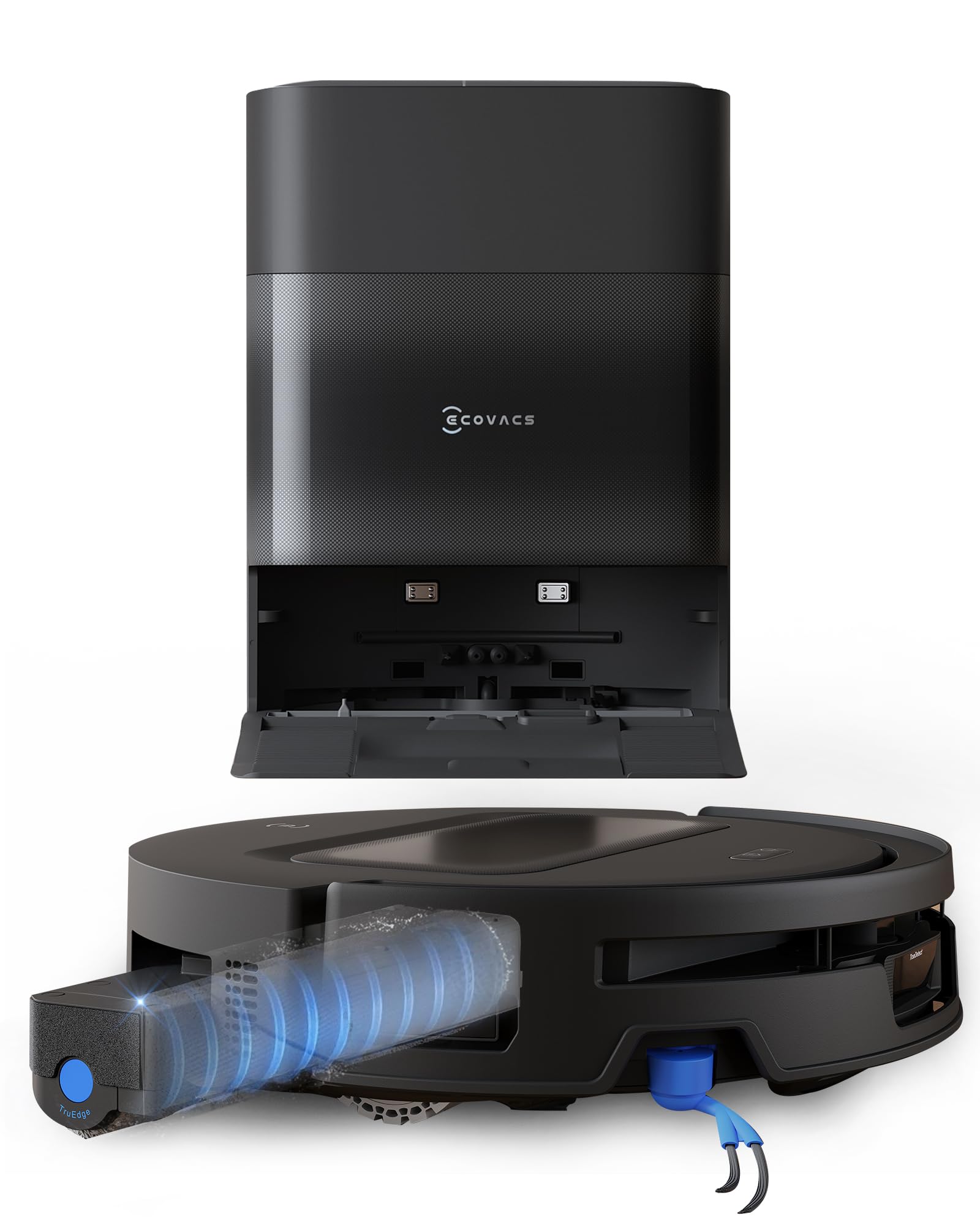 ECOVACS T90 MAX OMNI Robot Aspirapolvere Lavapavimenti, Upgrade del T50 | ZeroTangle Gen 4.0 TruEdge 3.0, Lavaggio con Acqua Calda e Asciuga Aria Calda, Stazione OMNI Auto Svuota, 95 mm Ultra-sott