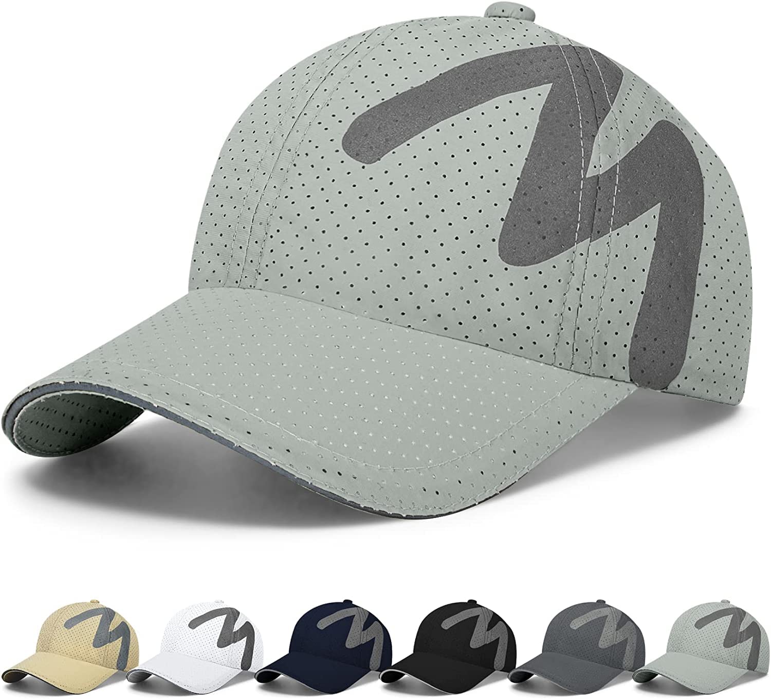 Baseball Cap Mens - Running Cap Quick Dry Sports Cap Mesh Reflective Brim Breathable Sun Hat Unisex Lightweight Adjustable Summer Hats for Outdoor