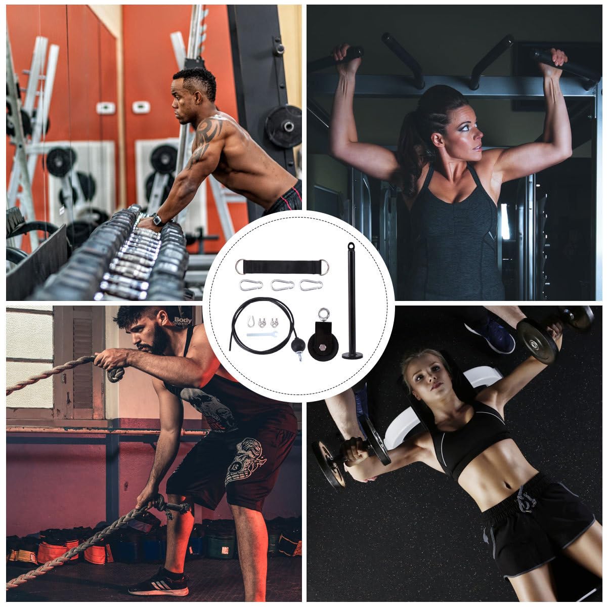Toyvian Kit de Poleas de Entrenamiento Físico de Metal Negro, Fácil de Usar y Ligero, Sistema para Ejercicios de Fuerza en Casa y Acondicionamiento Físico