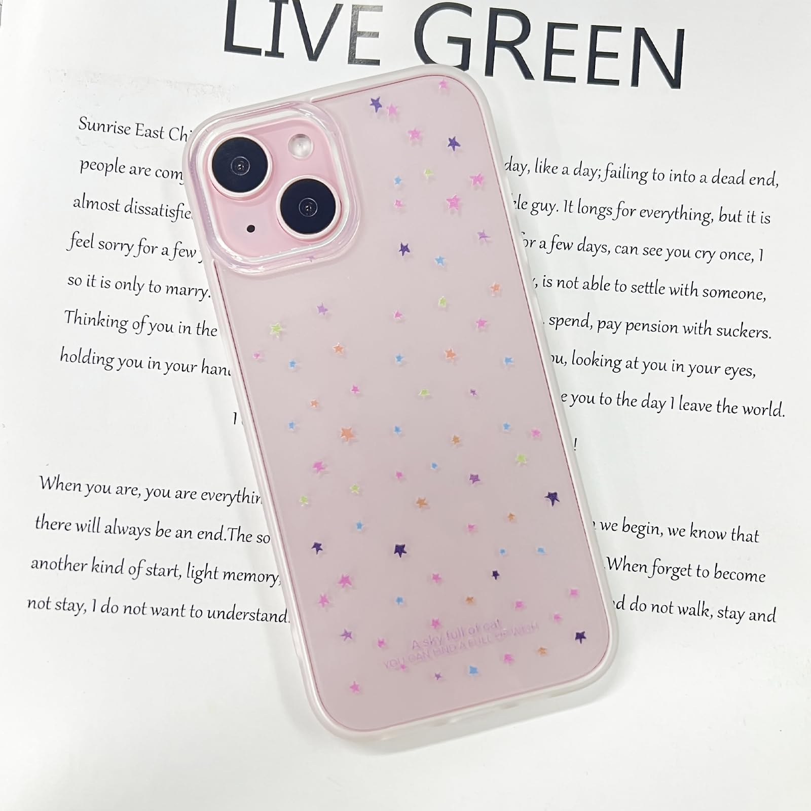 Compatible with iPhone 14 Case Clear Drop-Resistant Phone Case with Colorful Little Stars Matte Edges Soft TPU Phone