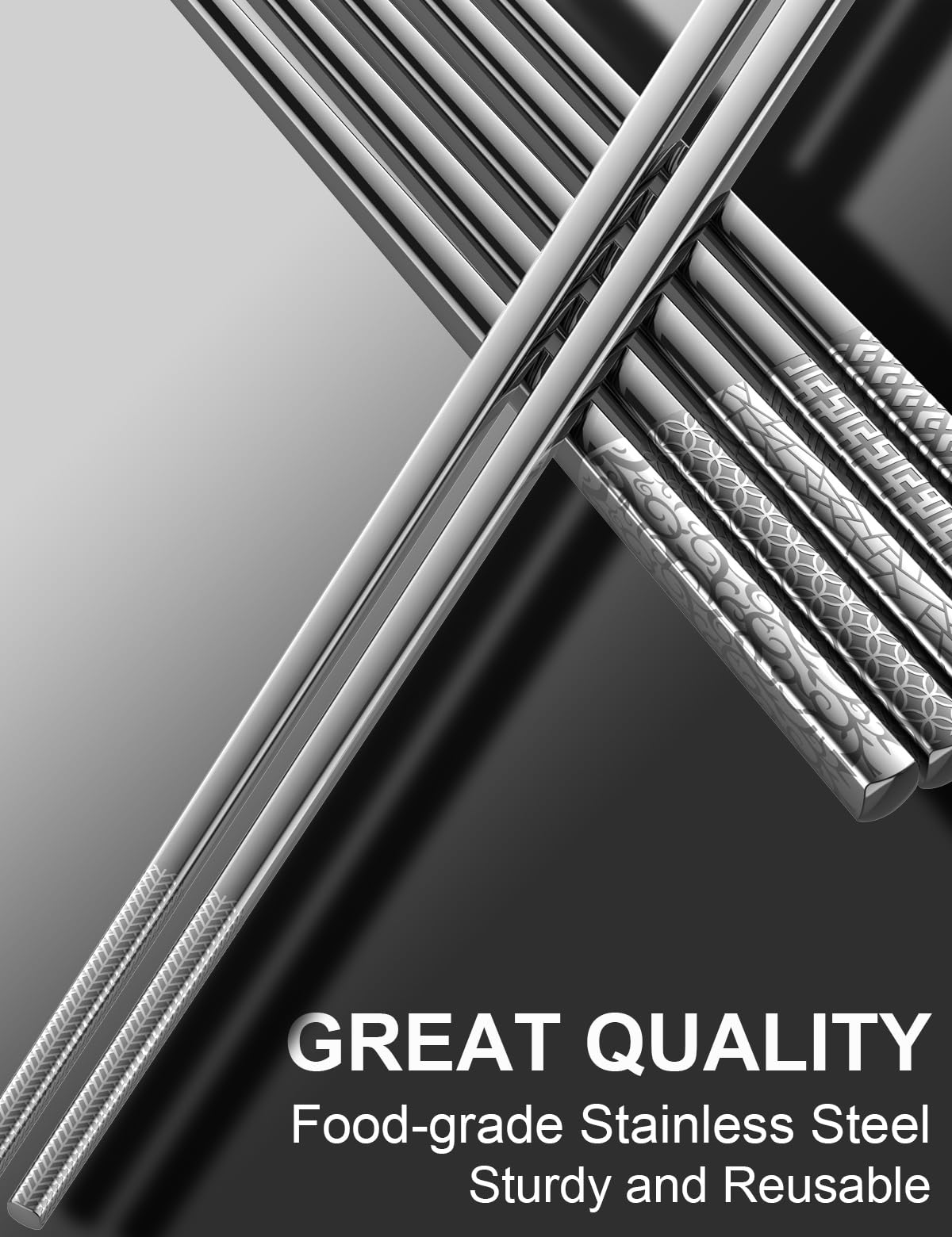 5 pares de palillos de metal reutilizables de estilo moderno
