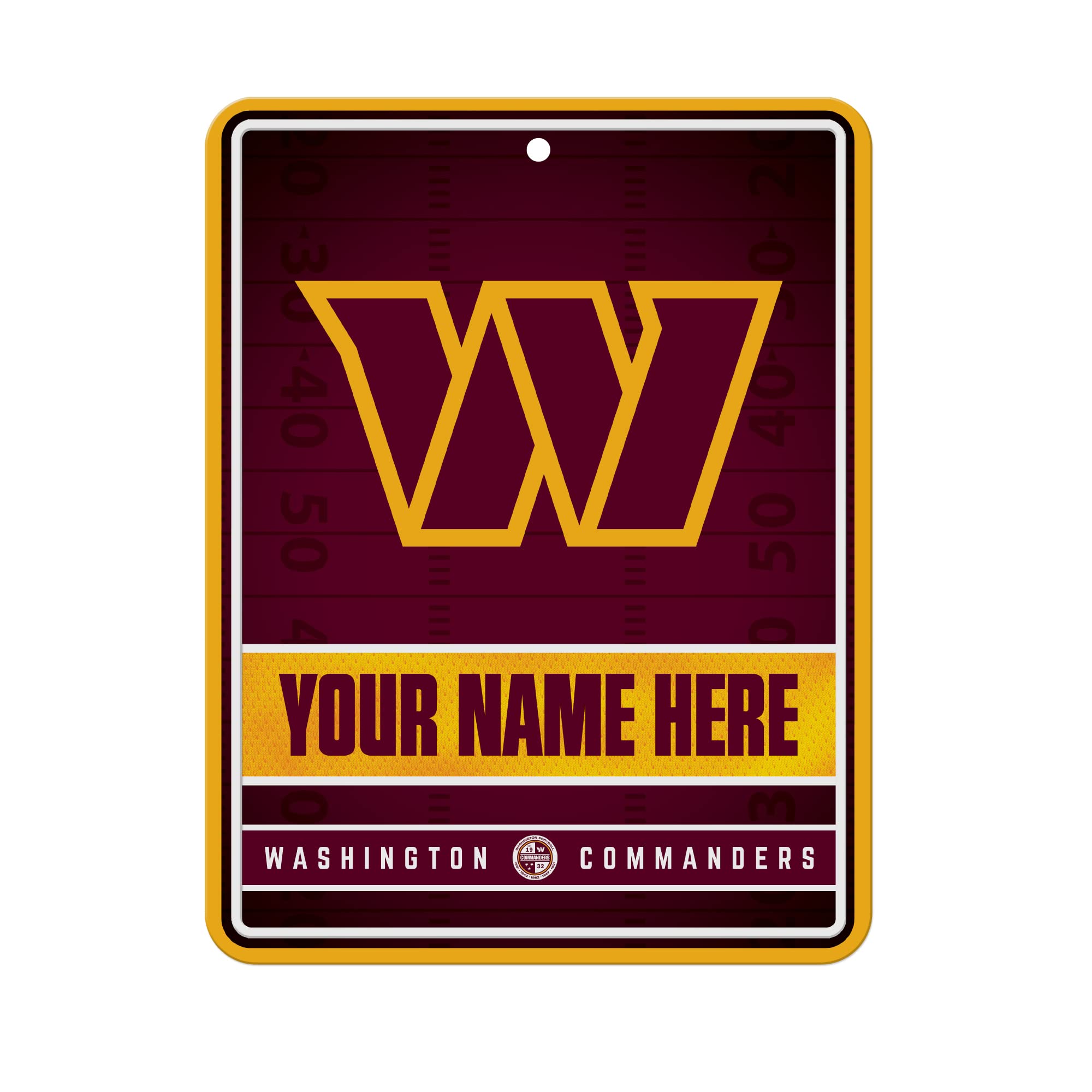 Rico Industries NFL Football Washington Commanders Personalized/Custom Metal 8.5